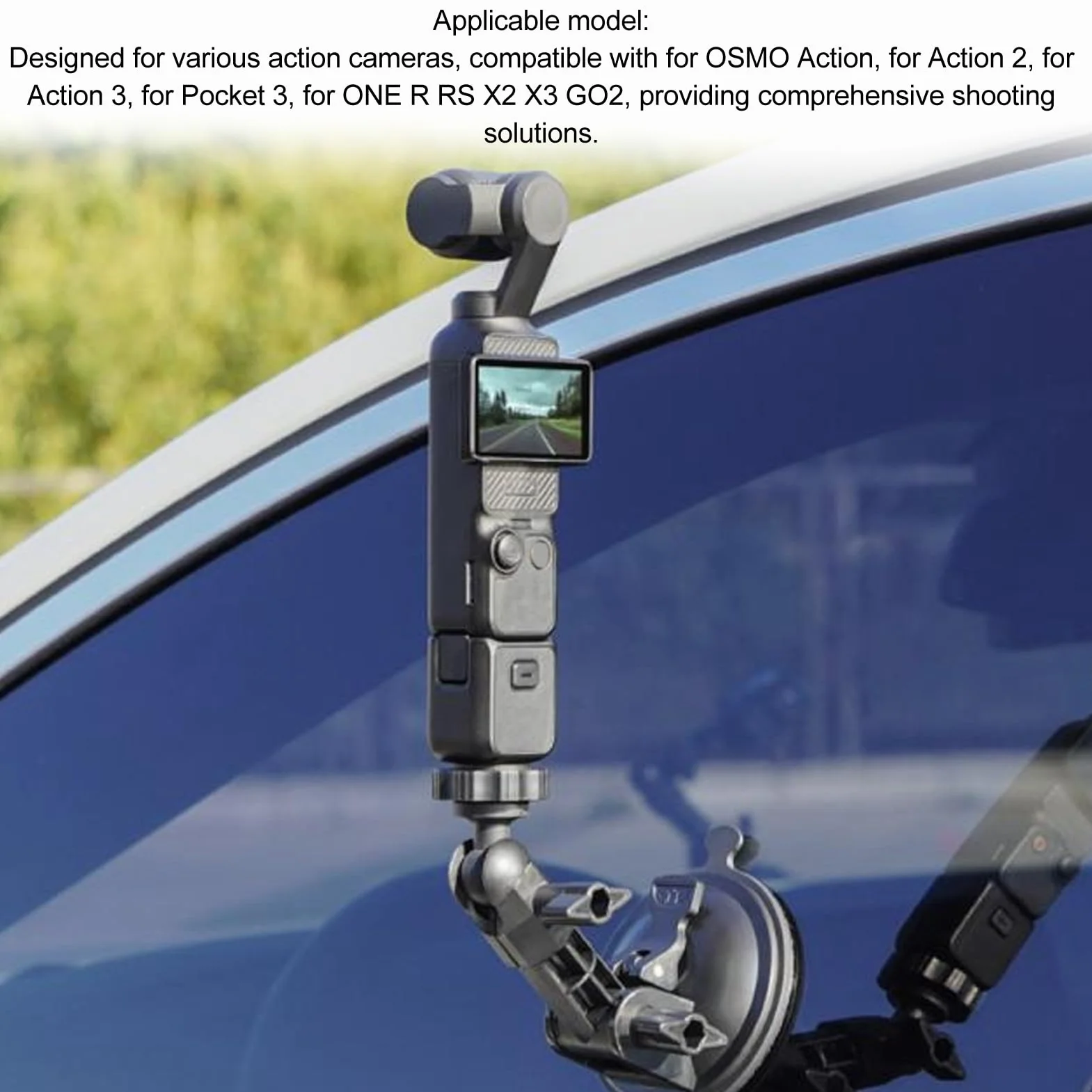 Samochodowy Uchwyt Kamery z przyssawką, Obrotowy o 360 Stopni Uchwyt Samochodowy Wielokrotnego Użytku, Duża średnica 80 Mm, Regulacja Przegubu Kulowego dla POCKET3, dla