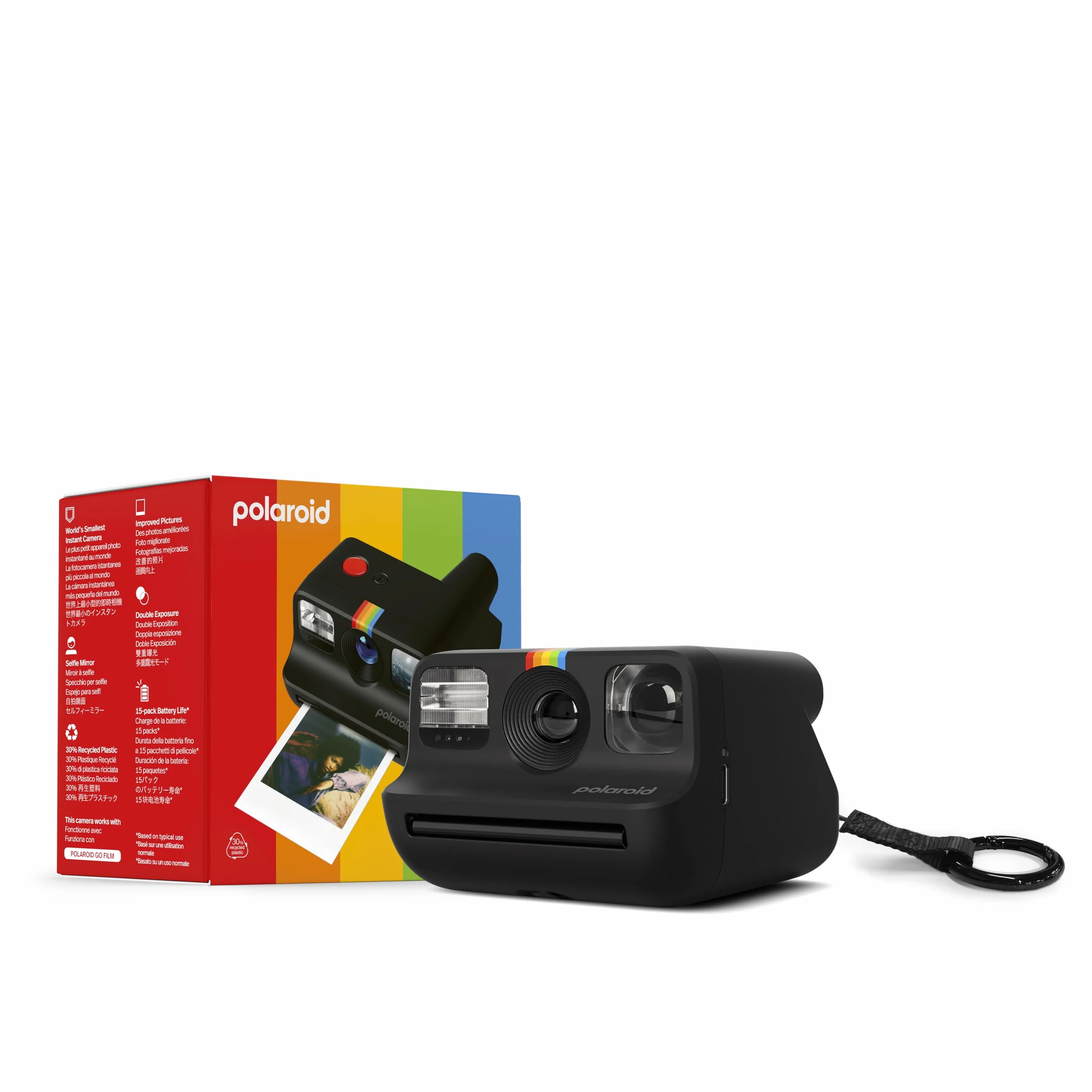 Polaroid - Pakiet Instant Camera Go Gen 2 czarny + czarny klips