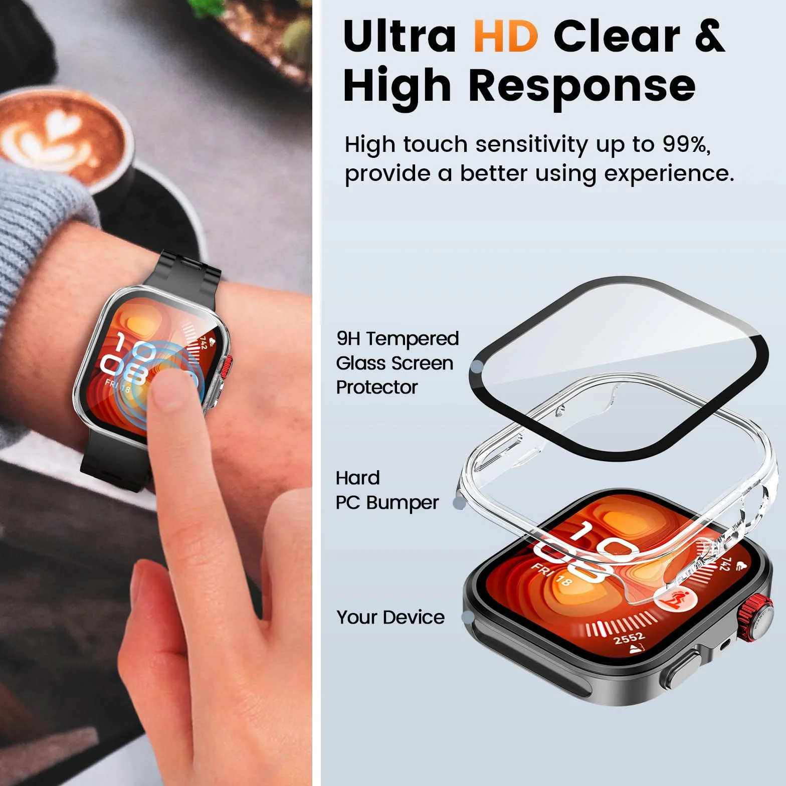 [3 sztuki] Etui Kamita kompatybilne z HUAWEI Watch Fit 4 Pro, twardy PC zderzak ze szkłem hartowanym, odporne na wstrząsy etui ochronne do Huawei Fit4 Pro (jasne*3)