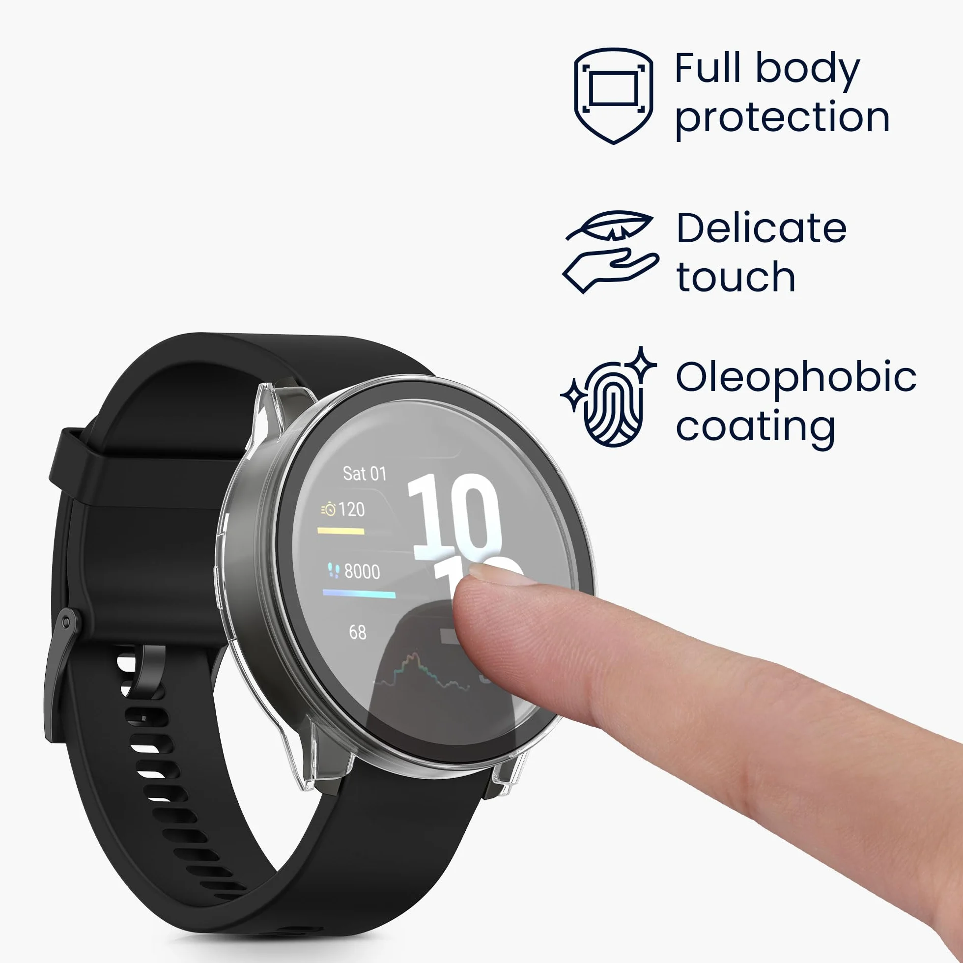 kwmobile Etui kompatybilne z Garmin Venu 4 45mm obudowa - 2X obudowa z hartowanego szkła do trackera fitness - przezroczysta-czarna