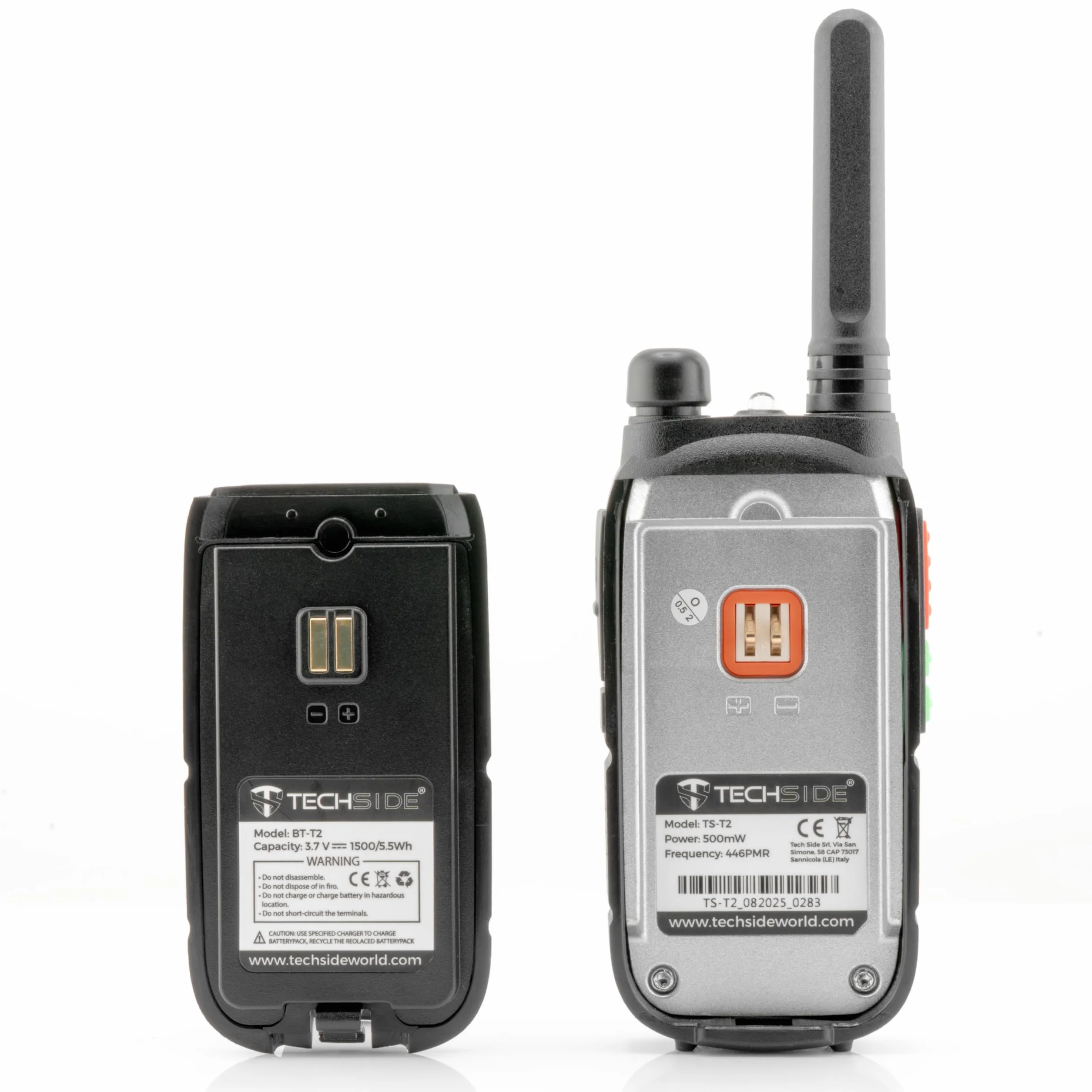 Techside TS-T2 Profesjonalna Krótkofalówka Walkie Talkie PMR446 16 Kanałów (Bez Zezwoleń) | VOX 5 Poziomów | Automatyczne Skanowanie Kanałów | Słuchawka i Ładowarka USB Pełny Zestaw | Zestaw 6 szt.