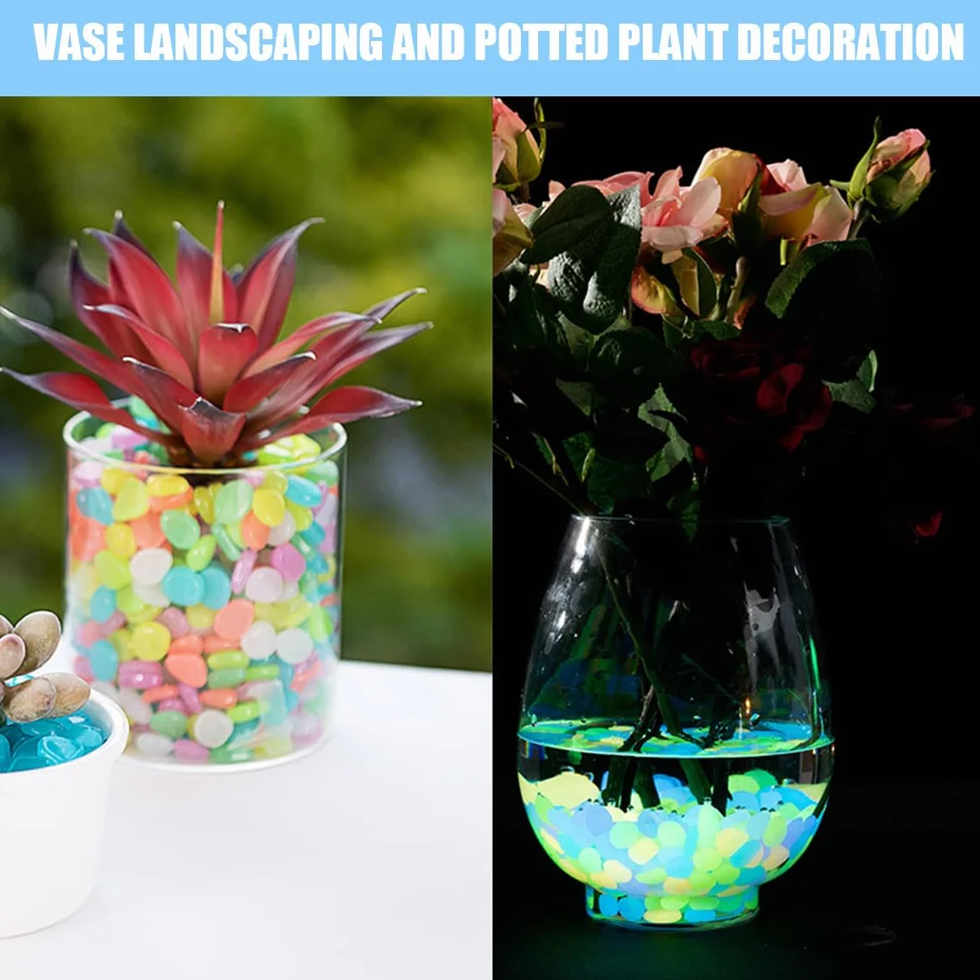 100 sztuk świecących kamieni, kolorowe świecące kamienie, świecące kamyki fluorescencyjne kamienie ogrodowe, jasne kamienie ogrodowe, do ogrodu, terrarium, ścieżek, dziedzińca, doniczki,