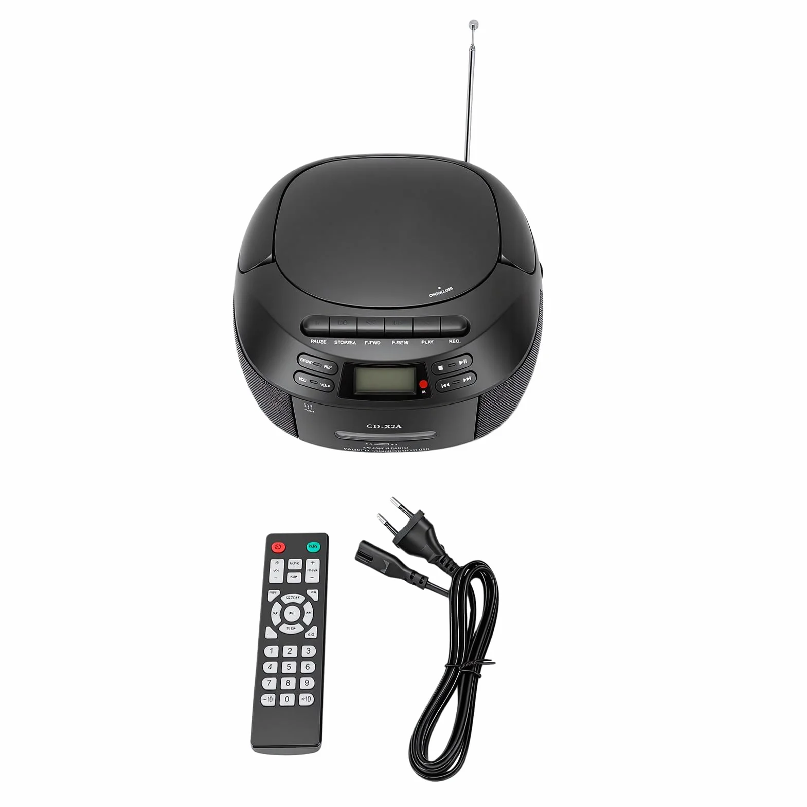 Luocute Odtwarzacz CD Odtwarzacz Kasetowy z Bluetooth, Radiem AM/FM, Nagrywaniem na taśmę, Odtwarzaniem Przez USB, AUX, Pilotem, Wyświetlaczem LCD, Zasilaniem AC/DC, Gniazdem (wtyczka UE)