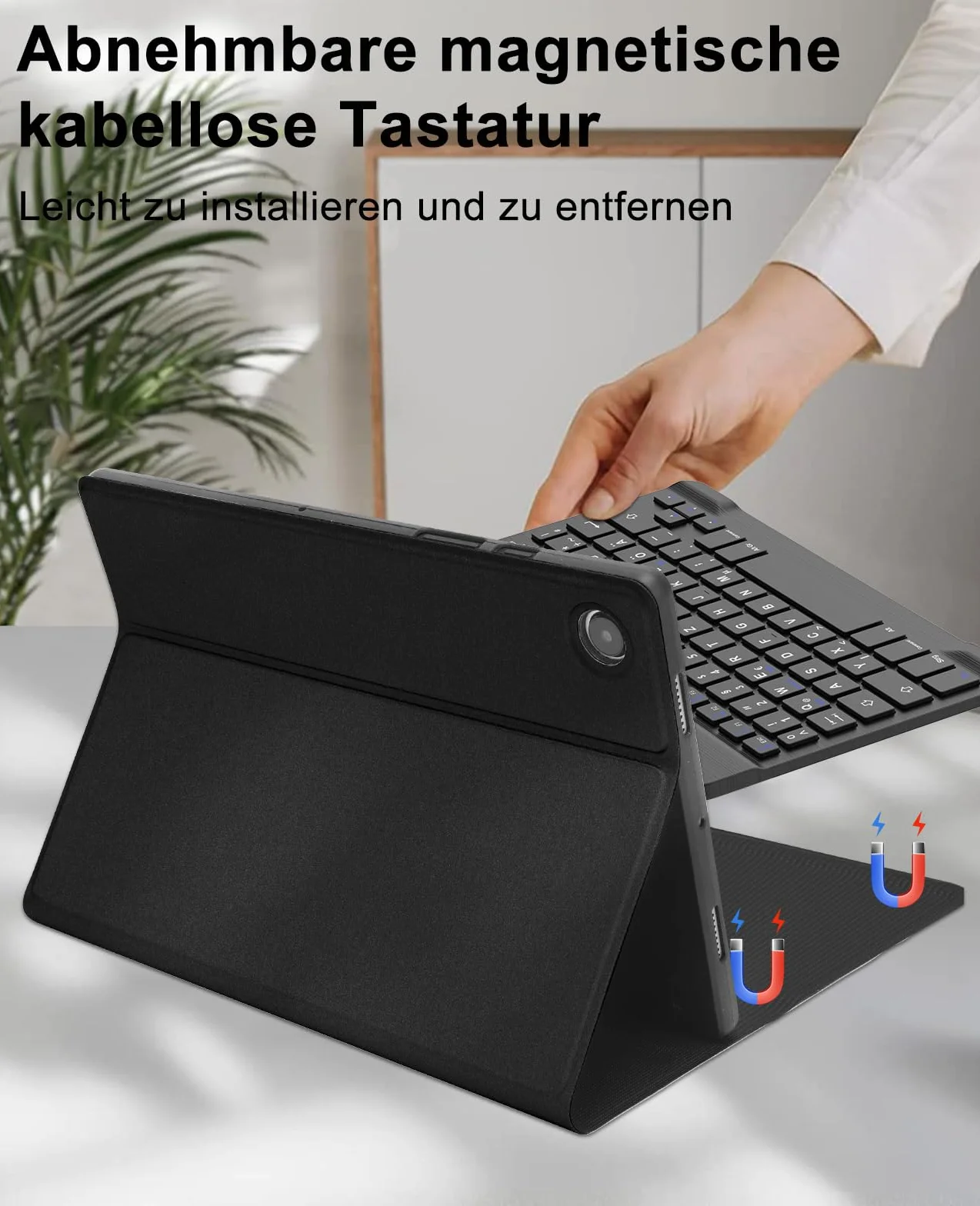 SENGBIRCH Etui na klawiaturę do Samsung Galaxy Tab A9 Plus 11" 2023 - QWERTZ niemiecka klawiatura zdejmowana Bluetooth bezprzewodowa klawiatura do Galaxy Tab A9+ 11'' 2023 (SM-X210/X216/X218), czarne