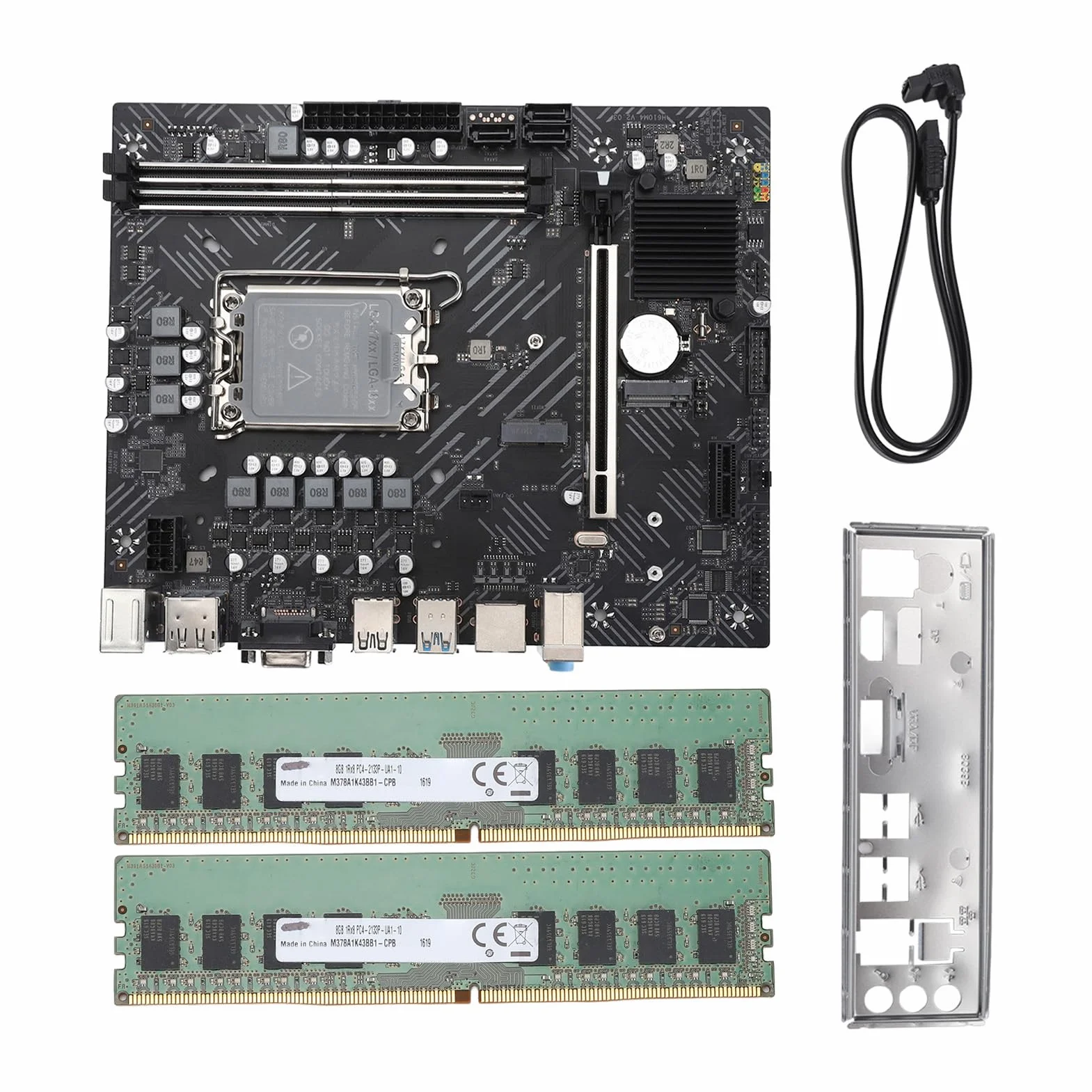 Denash Komputer Wysokowydajny Komputerowa Płyta Główna DDR4 2133HMZ Zestaw Pamięci PCIE 4.0 X16 NVME M.2 Port LGA1700 Pin Atx Core 12 13 Gen CPU dla Profesjonalistów (H610 Mothe Board+8 GB x 2