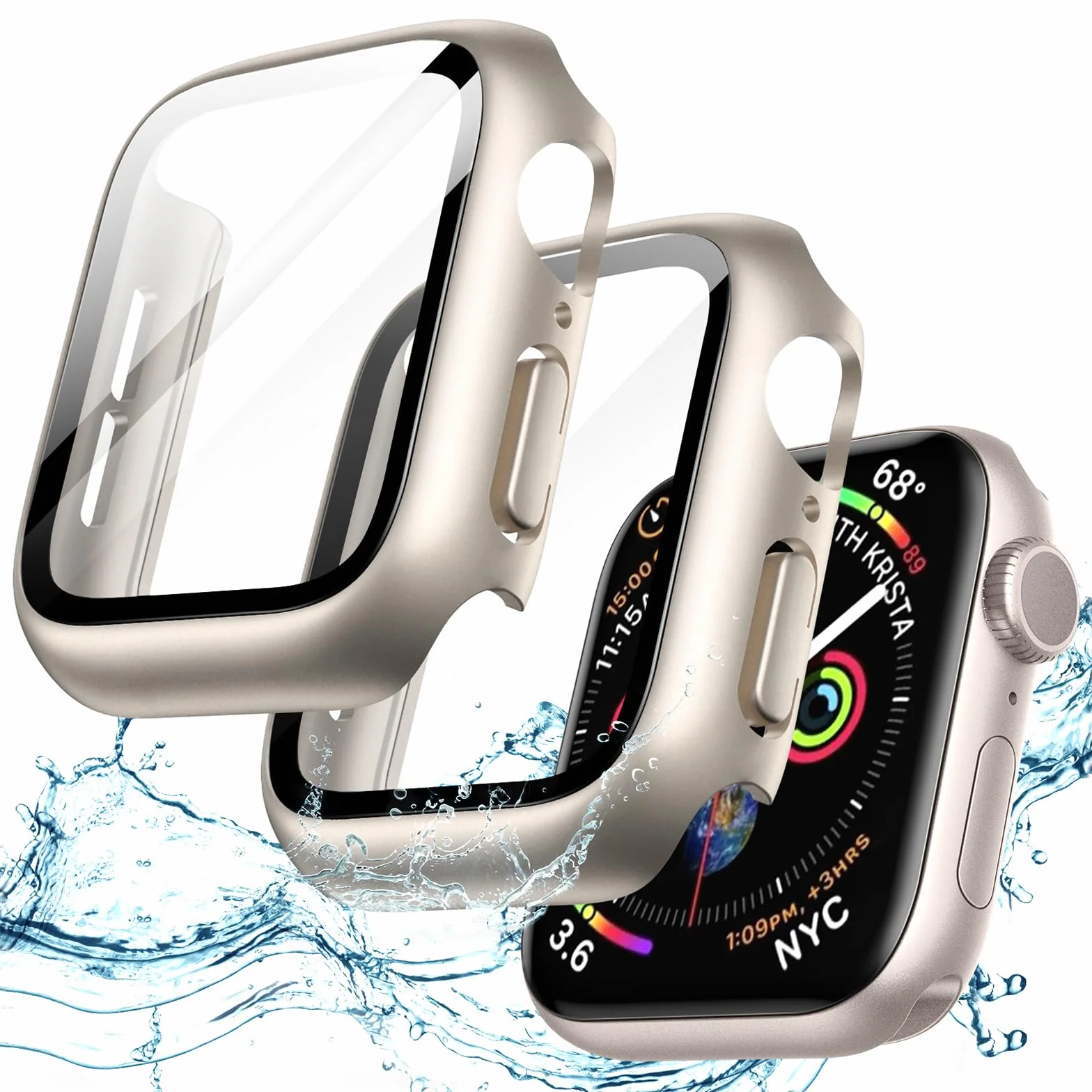 JETech Wodoodporna Etui z Szkłem Hartowanym dla Apple Watch SE 3/2/1 / Series 6 5 4 40mm, 2 Sztuki