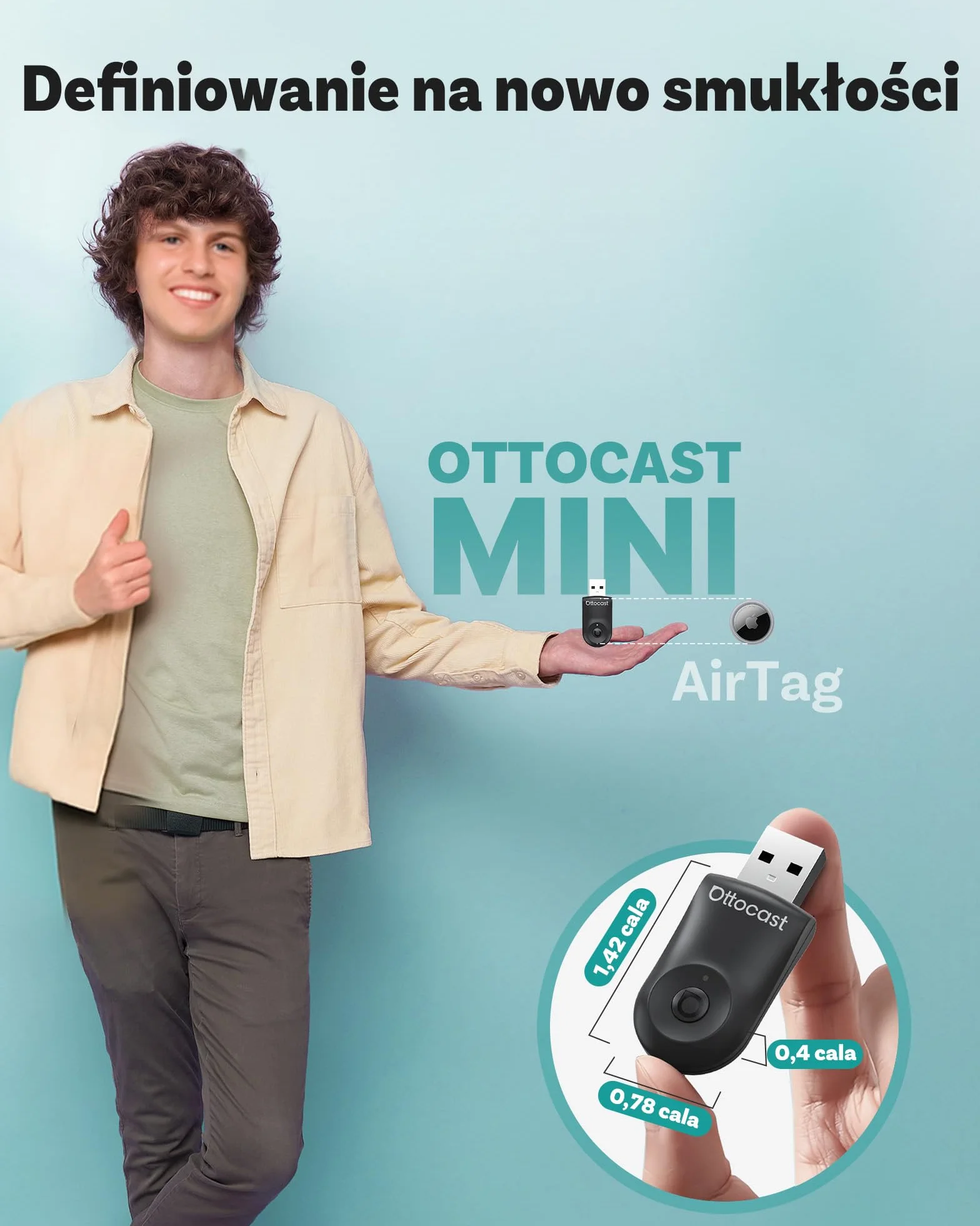 Nowość 2025 Ottocast Mini Flow – Bezprzewodowy adapter CarPlay & Android Auto, Dongle 2 w 1, Plug & Play, Ultra kompaktowy, Kompatybilny z iPhone & Android, Do aut od 2016 (Nie dla BMW/Tesla)