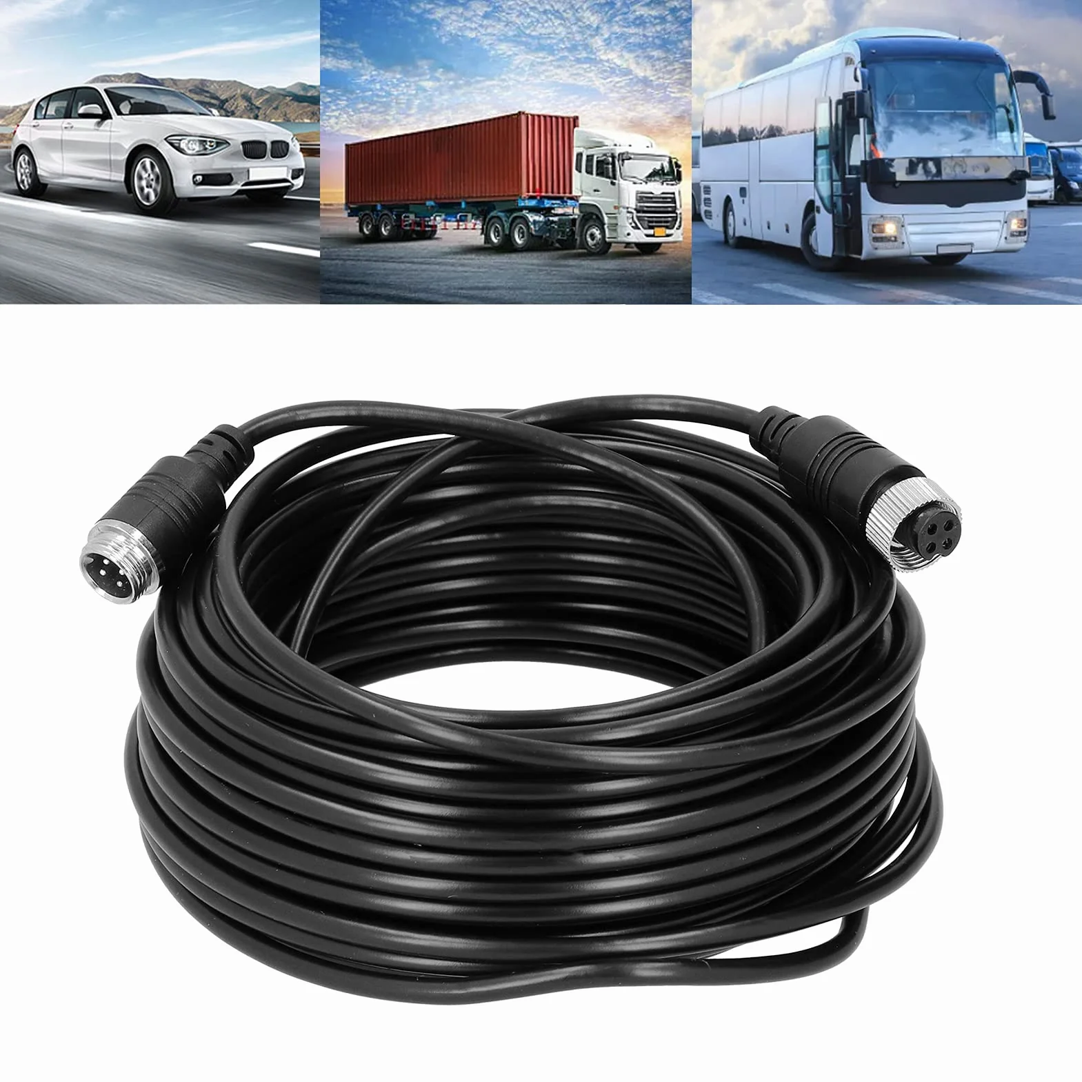 4-pinowy Przedłużacz Wideo Samochodowego Kabel Lotniczy Wideo Dc 12v Przedłużacz Zasilający do Monitora Auto Truck Bus(5m),Drut i kabel
