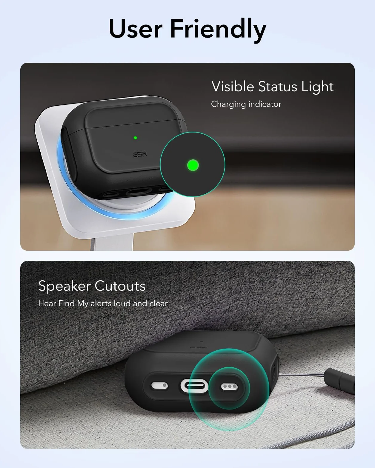 ESR Etui do AirPods Pro 3, kompatybilne z AirPods Pro 3. generacji (2025), kompatybilne z MagSafe, pełna ochrona przed upadkiem z etui i smyczą, czarne