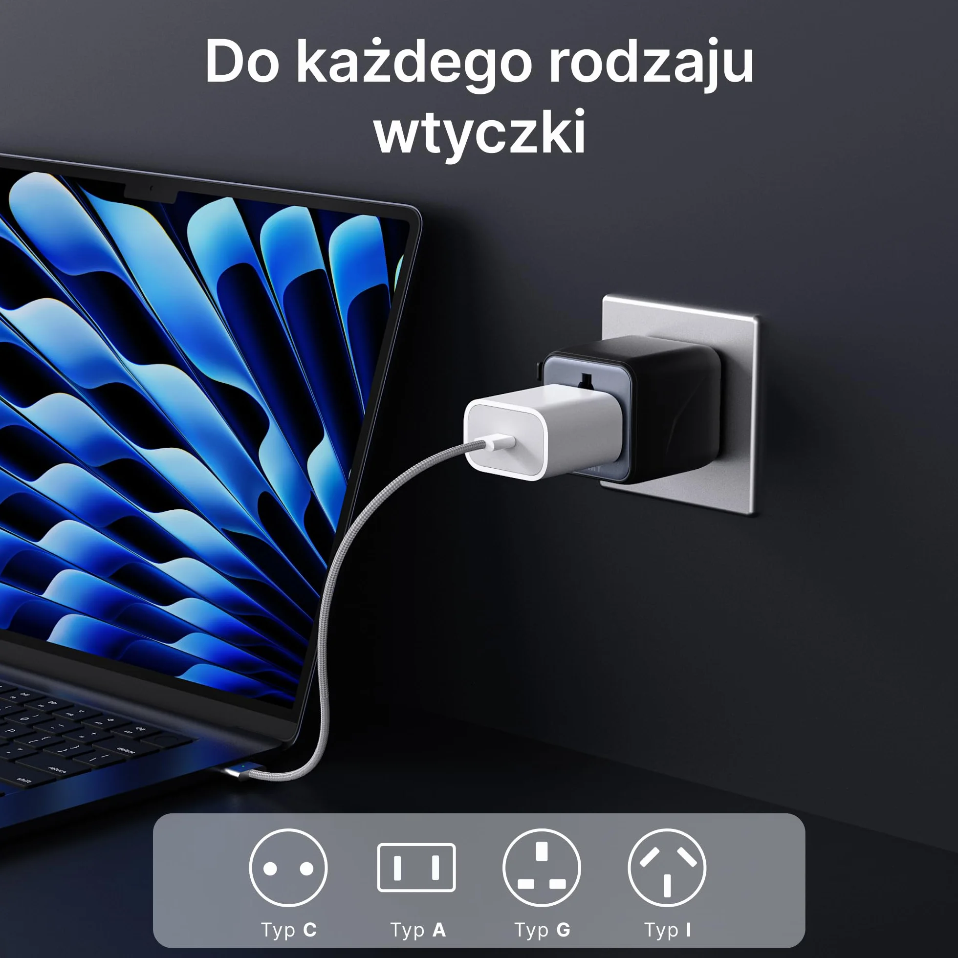Voomy Uniwersalny Adapter Podróżny – 200+ Krajów w tym UK, USA, Japonia, Tajlandia & Australia, 2500W Ochrona Przeciwprzepięciowa, Kompaktowy Design