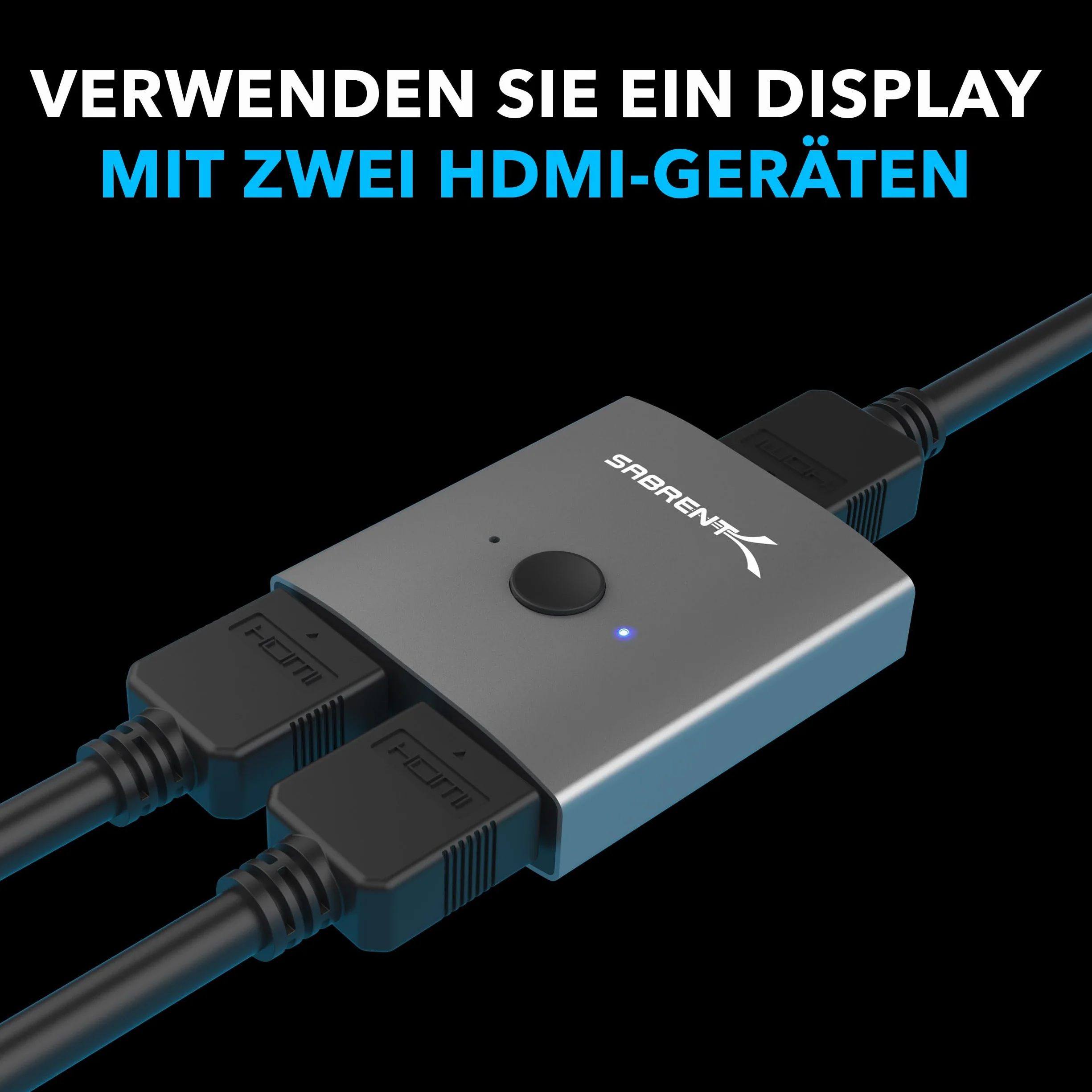 SABRENT Rozdzielacz HDMI 4K 60 Hz Przełącznik HDMI 2 w 1 Obsługa HD 4K 3D 1080P