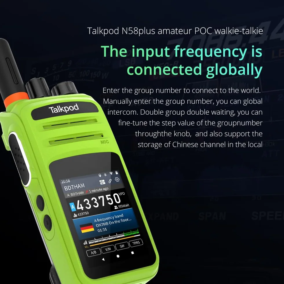Talkpod N58PLUS wirtualny radiotelefon ręczny Amateur Smart LTE o dużym zasięgu, sieć 4G, Android 9.0 POC, radio z Zello Real PTT, Linkpoon, ekran dotykowy 2,4"