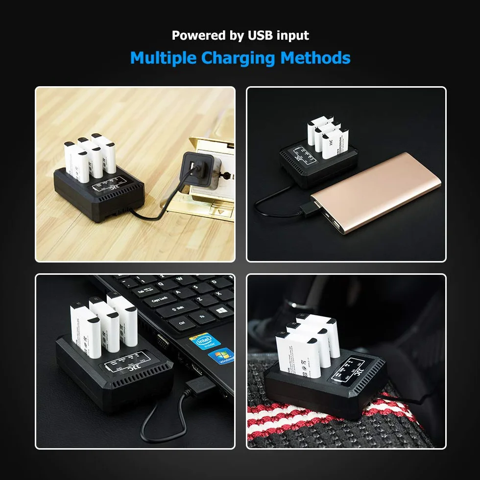 JJC Ładowarka USB potrójny adapter do Ricoh GRIII WG-6, Olympus Tough TG-6, TG-5, TG-4, TG-3, TG-2, TG-1, Stylus X-Z2 iHS, SP-100 do aparatów cyfrowych Ricoh DB-110