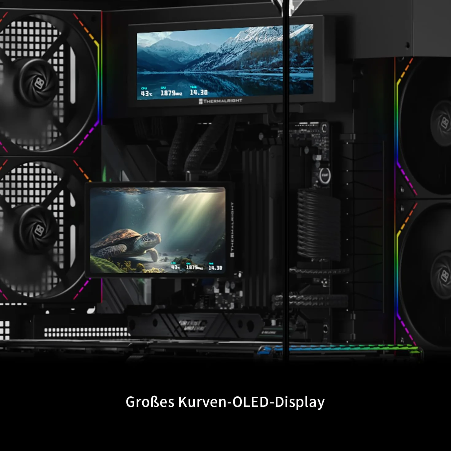 TR Levita Vision 360 ARGB czarna chłodnica procesora AIO bezprzewodowa, zakrzywiony ekran o rozdzielczości 2400 x 1080, do AM4/AM5, Intel LGA1851/1700, wyświetlacz 3D 6,67"
