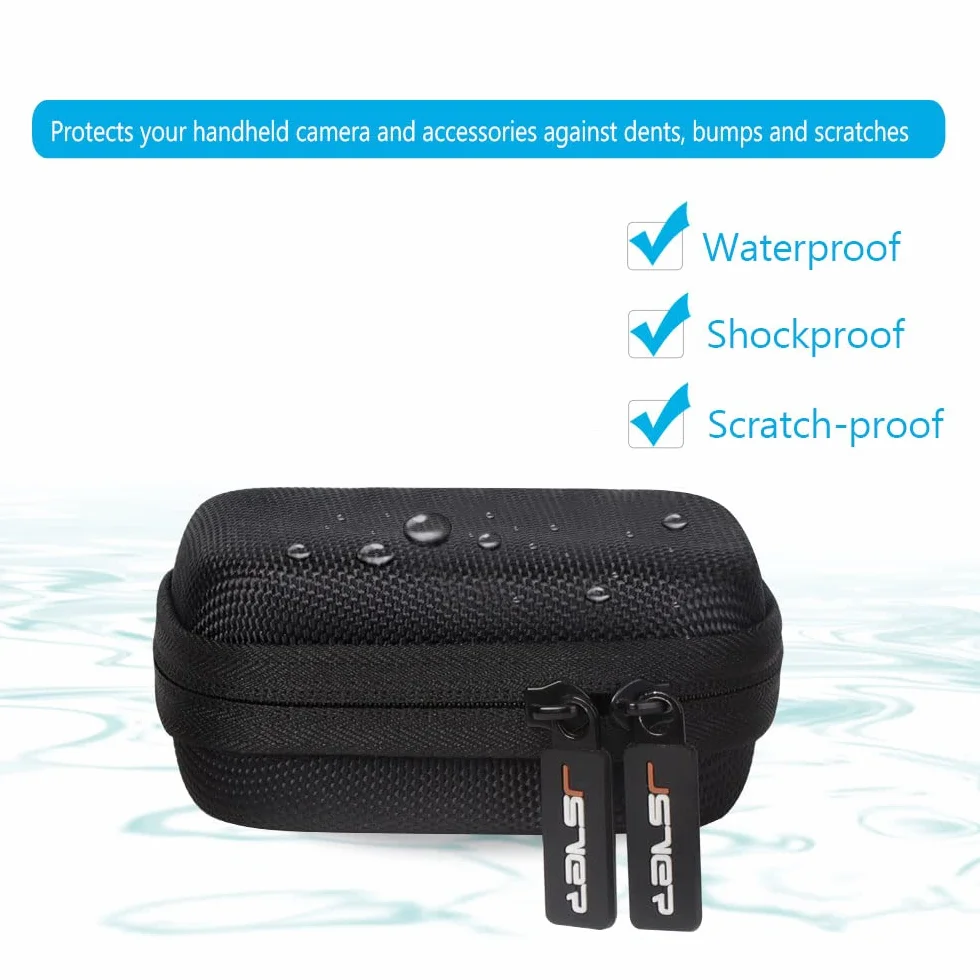 JSVER Etui do GoPro Hero 12, Twardy futerał podróżny, Osmo Action 3, AKASO EK7000, Campark ACT74, YI Action Aparat (czarny)
