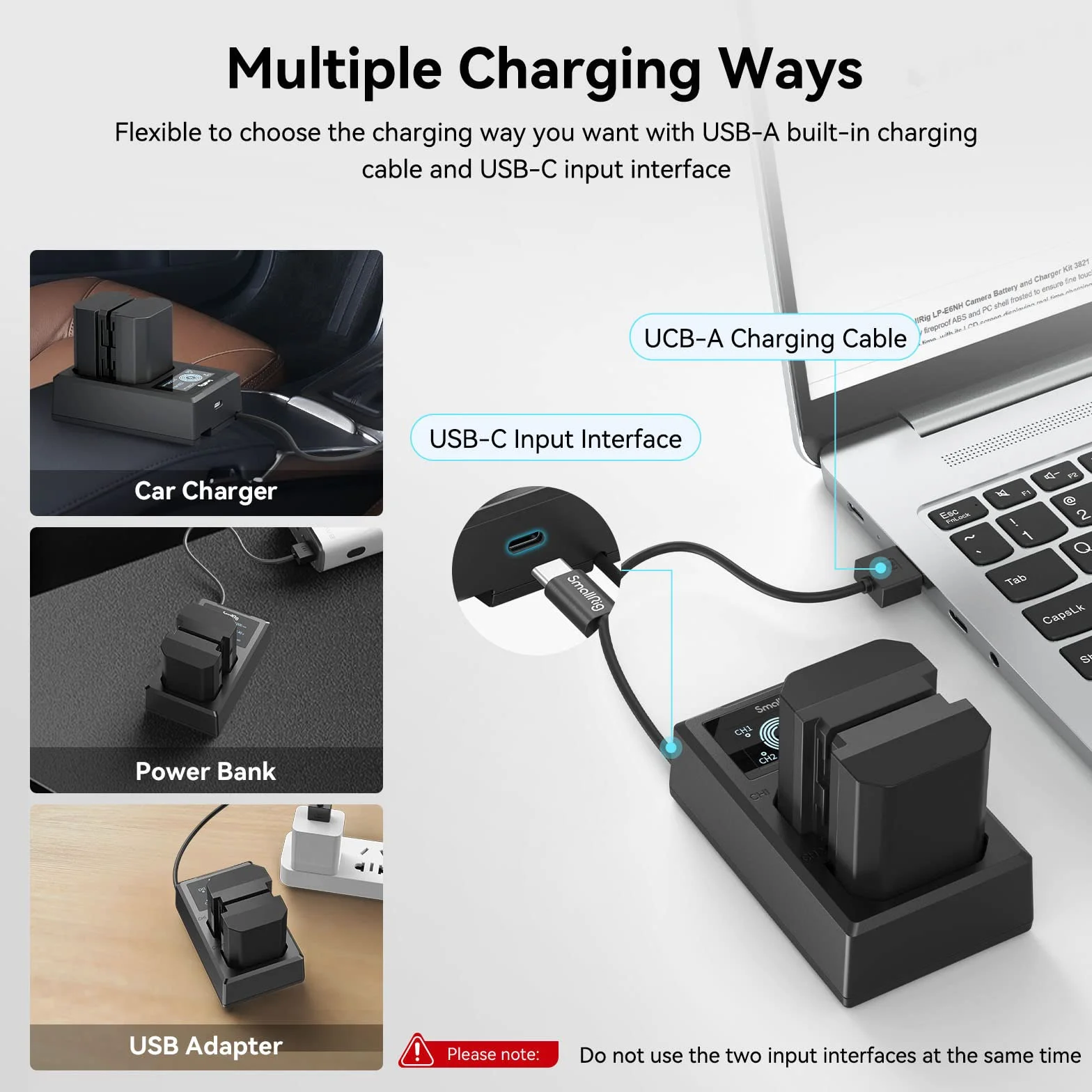 SMALLRIG NP-FZ100 (2 sztuki) Camera Battery Charger Set dla Sony A7 IV, A7R V, A7S III, Double Slot NP-FZ100 Ładowarka dla A7R IV, A7R III, A7 III, A7C, FX3, FX30, A6600, A6700, ZV-E1, A1, A9-3824B