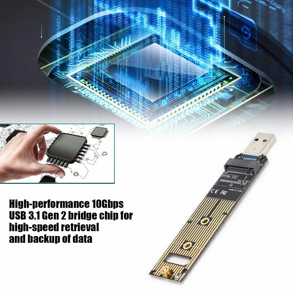 Adapter M.2 NVMe SSD na USB, USB 3.1 Gen2 konwerter kart portowych z 10 Gbit/s, do 2 Ngff M Key Reader M Key Pcie Tangxi Vers N M.2 Nvme SSD na płytkę adaptera USB