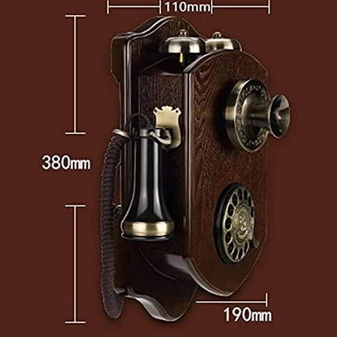 Telefon Telefon domowy Zabytkowy telefon stacjonarny Drewniany, montowany na ścianie, obrotowy Retro Hotel Kreatywna karta bezprzewodowa Przewodowy telefon stacjonarny