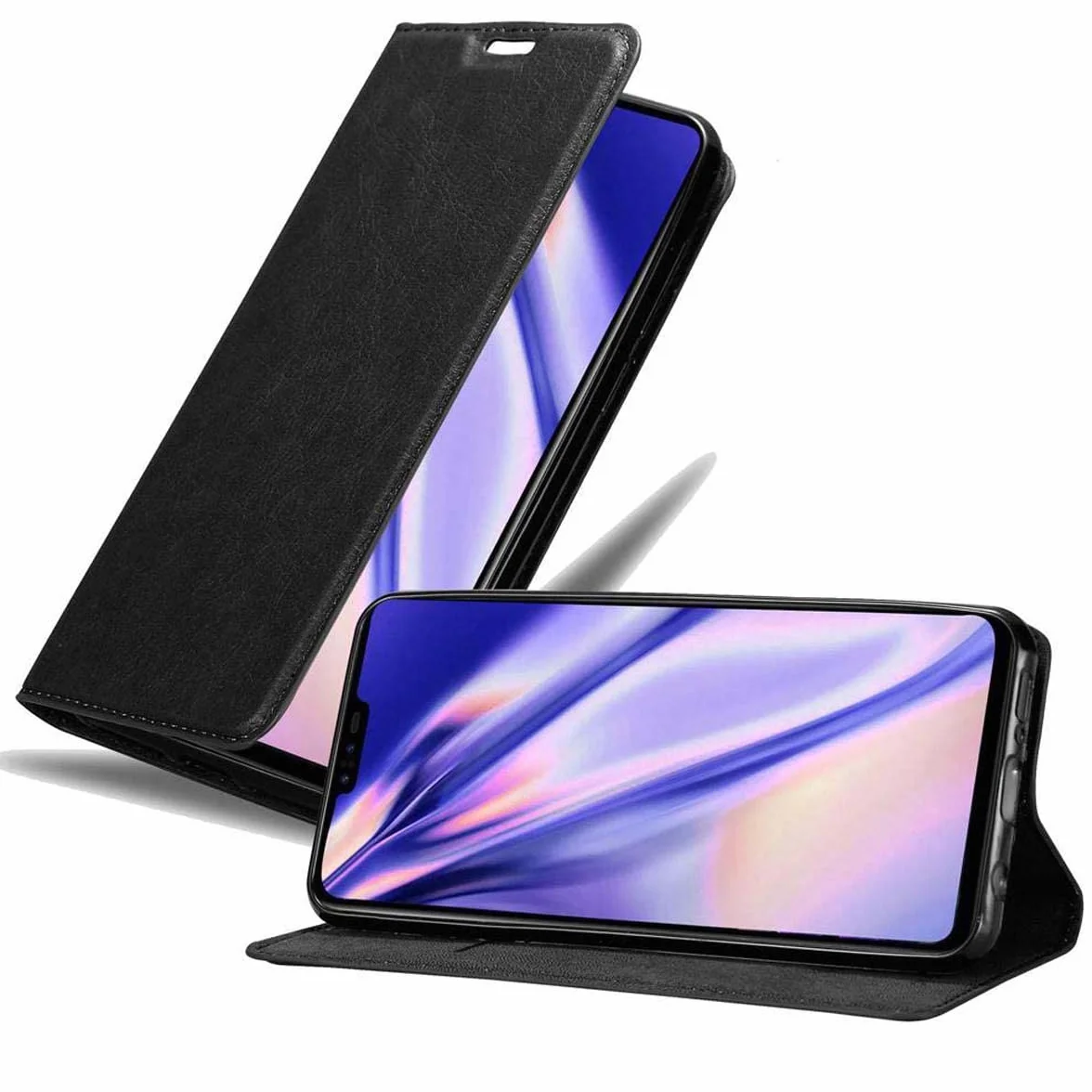 Etui Cadorabo kompatybilne z LG V50 w CZARNYM NOCIE - Etui ochronne z magnetycznym zamknięciem, funkcja uchwytu i przegródką na karty