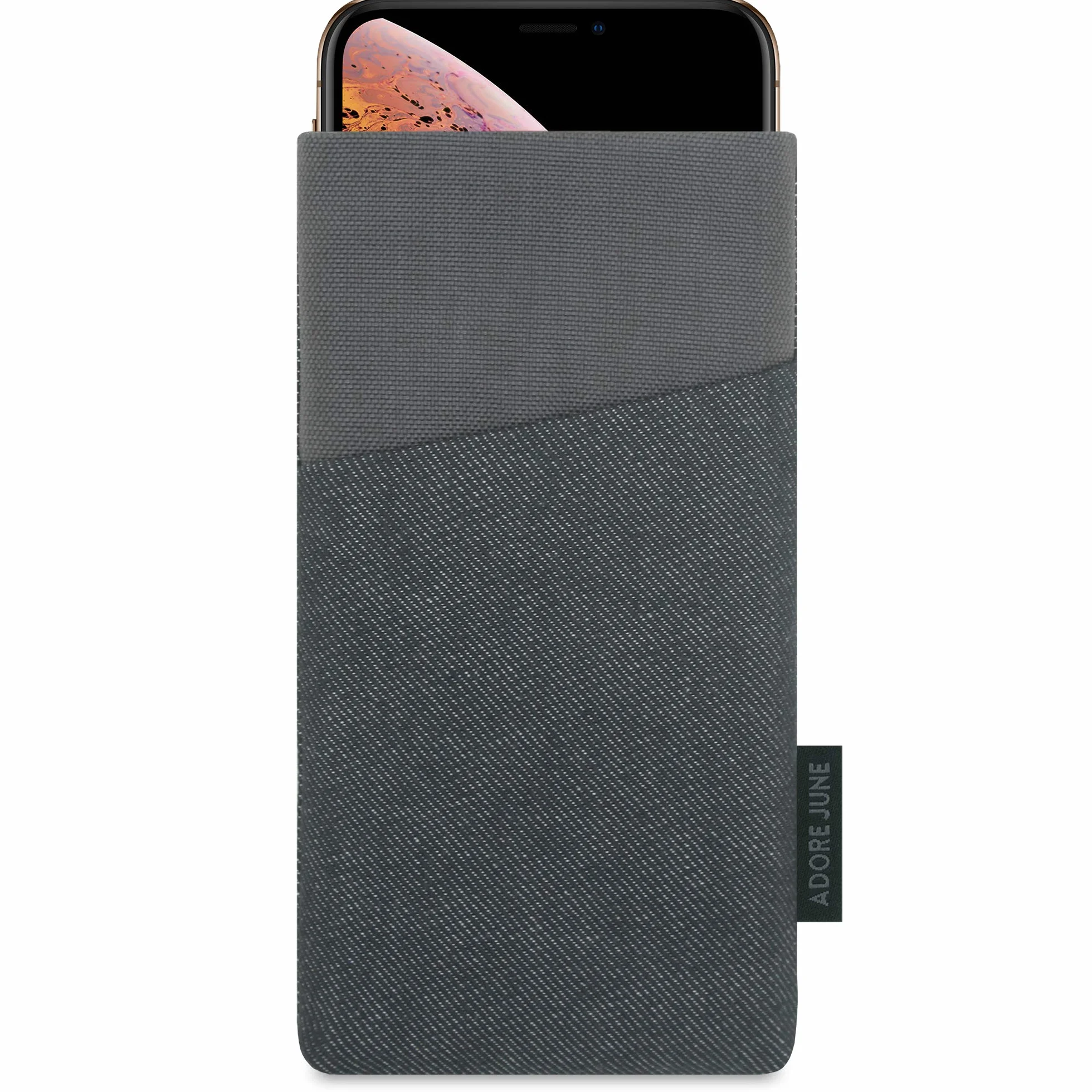 Adore June Clive Series etui do Apple iPhone X z dodatkową przegrodą (efekt czyszczenia wyświetlacza) - czarny/szary