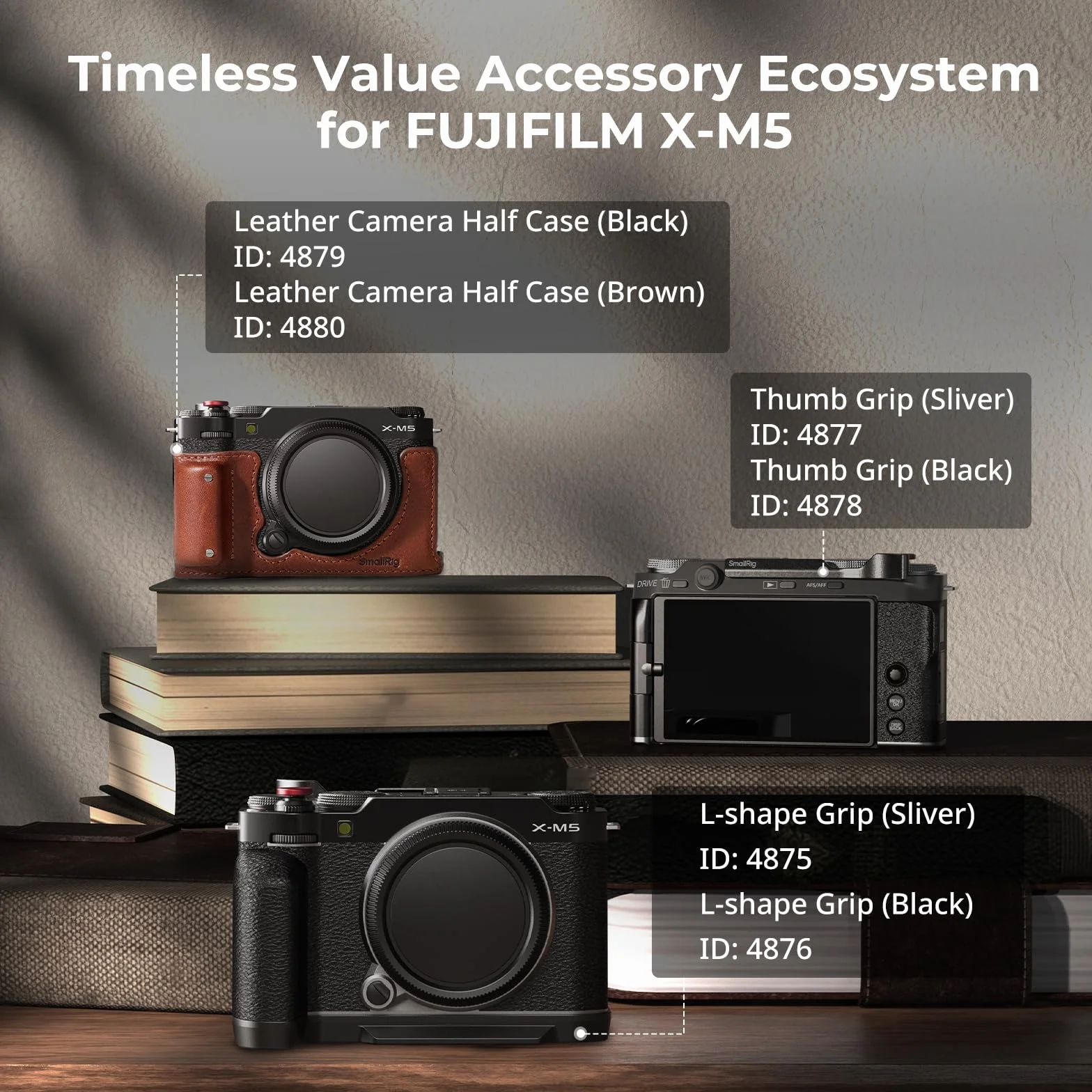 SMALLRIG Uchwyt kciuka z osłoną gorącej stopki do FUJIFILM X-M5 (srebrny) - 4877
