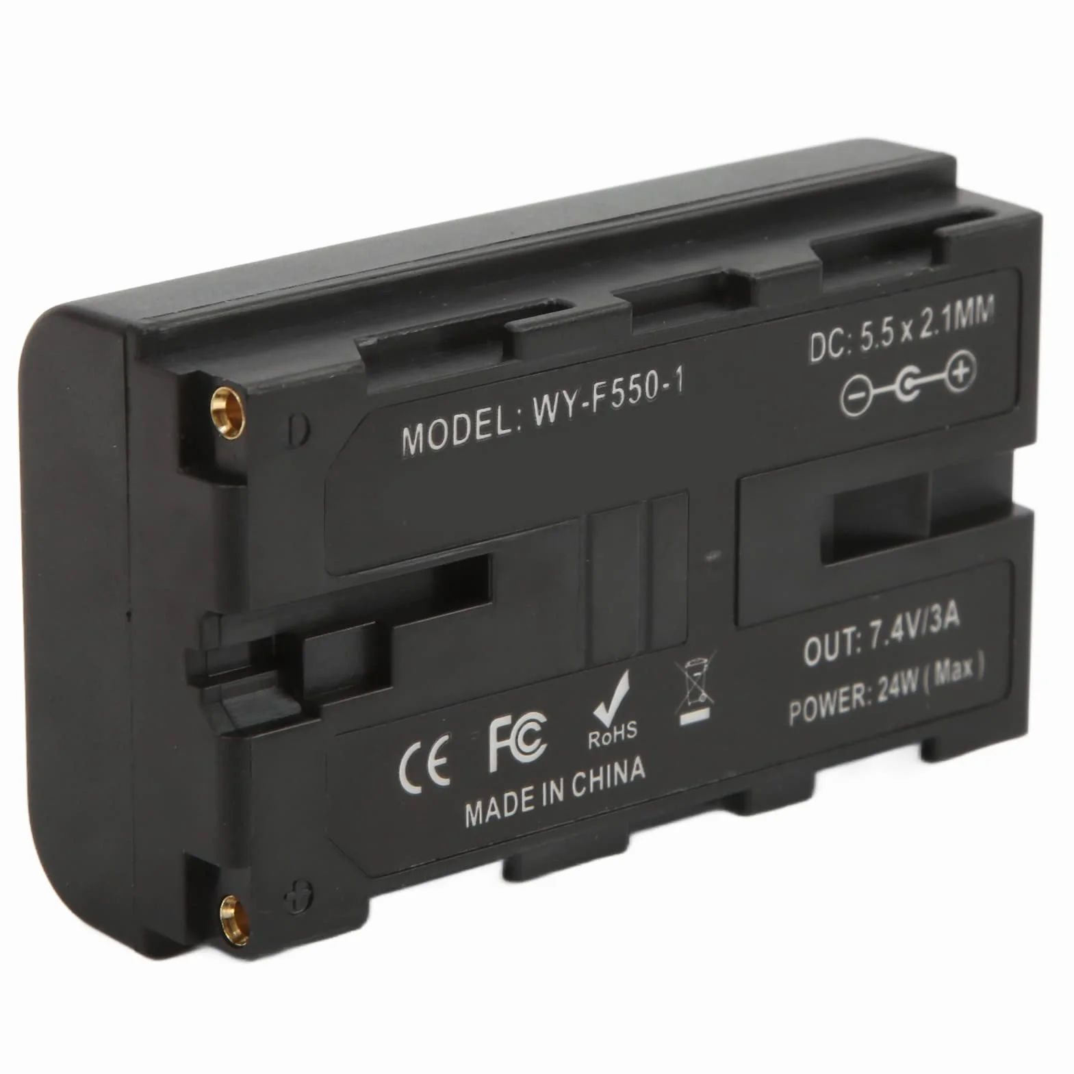 Imitacja Akumulatora NP-F550 Atrapa 7,4 V 3 A Bezpieczne 12-24 V do NP-F570 NP-F970