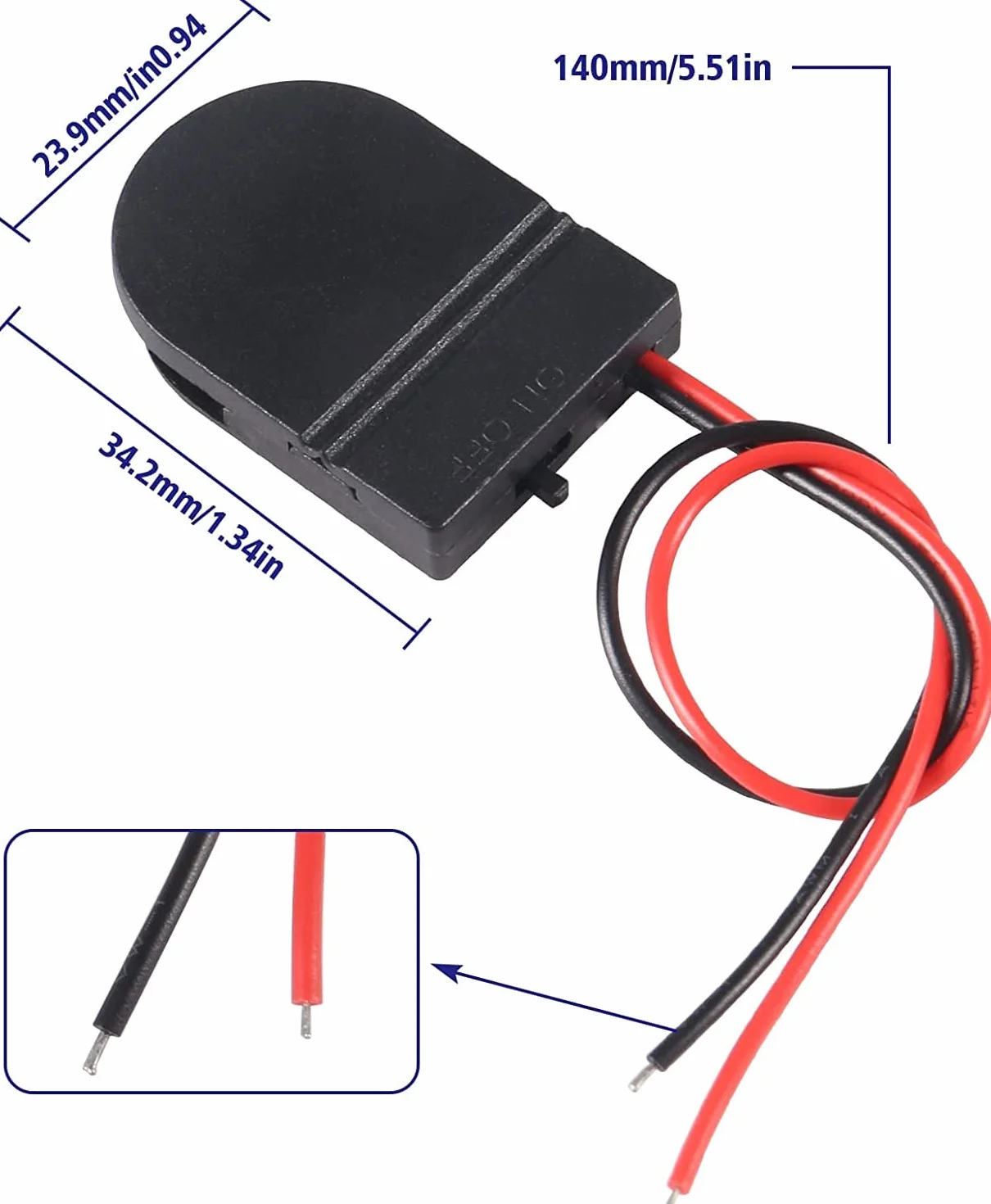 20 szt. CR2032 uchwyt na baterie plastikowy 1 x 3 V guzik moneta gniazdo baterii etui pudełko z przewodowym przełącznikiem ON-OFF czarny