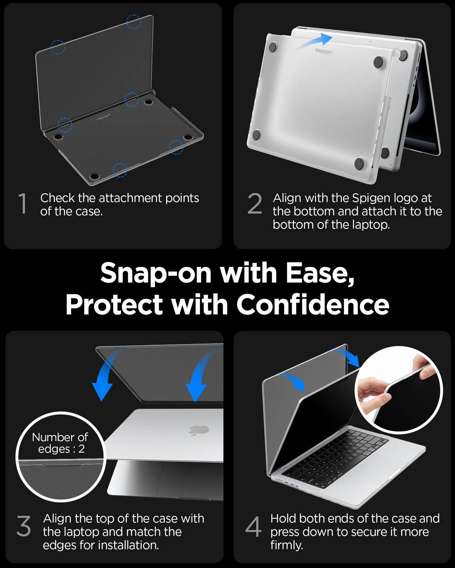 Spigen MacBook Pro 35.6 cm etui M5/Pro/Max (2026) M4/M3/M2/M1/Pro/Max (2025-2021) A3427 A3426 A3434 A3112 A3185 A3401 A2918 A2992 A2992 A318 2779 A2442, matowa cienka półprzezroczysta okładka, matowa