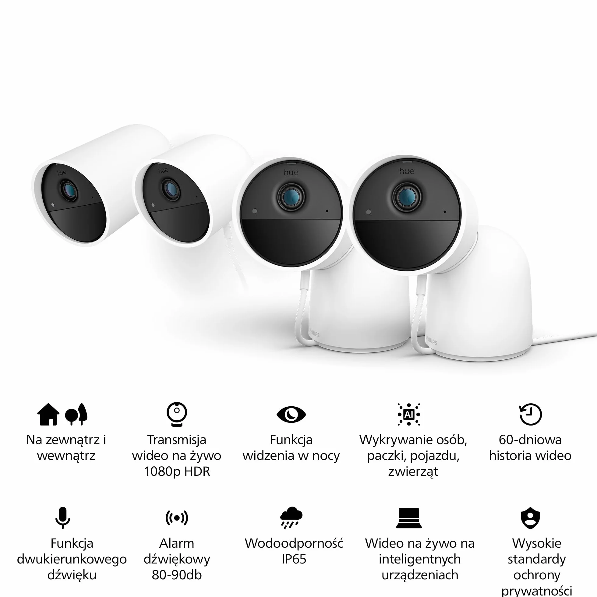 Philips Hue Kamera Raven zasilana baterią akumulatorową biała