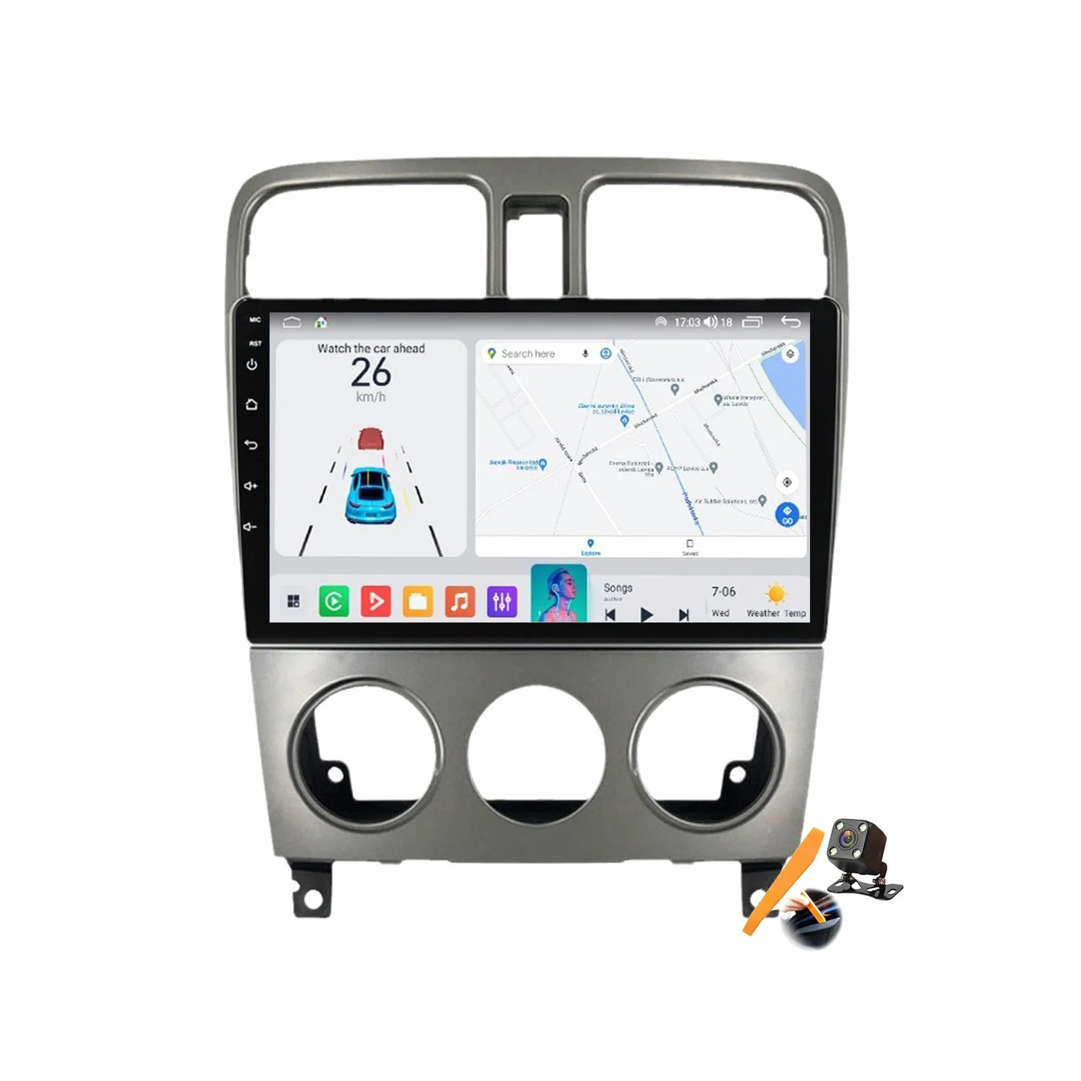 Y500s, Android 15.0 Stereo zamiennik dla Forester 2004-2008 Radio samochodowe z nawigacją GPS 9-calowy przenośny odtwarzacz multimedialny DVD Odbiornik FM BT z Android Auto CarPlay