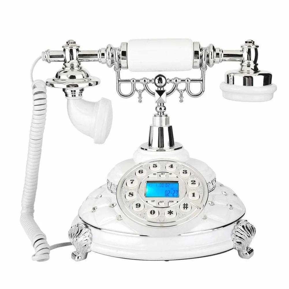 Telefon Stacjonarny Retro Z Identyfikacją Dzwoniącego | 32-bitowe, Wstępnie Wybierane, Automatyczne Filtrowanie Prefiksów, Odpowiednie Dla Biur, Domów I Hoteli