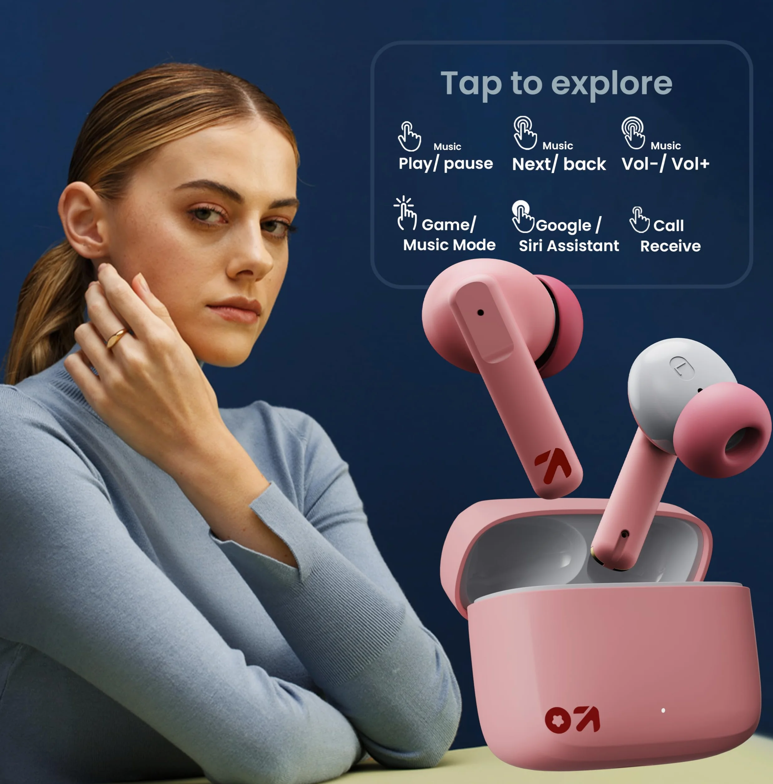 Boult Audio Z60 True Wireless słuchawki douszne z czasem odtwarzania 60H, Quad Mic ENC, 50 ms Low Latence Gaming IPX5 Słuchawki douszne TWS, Bluetooth 5.3, 13 mm Bass Drivers