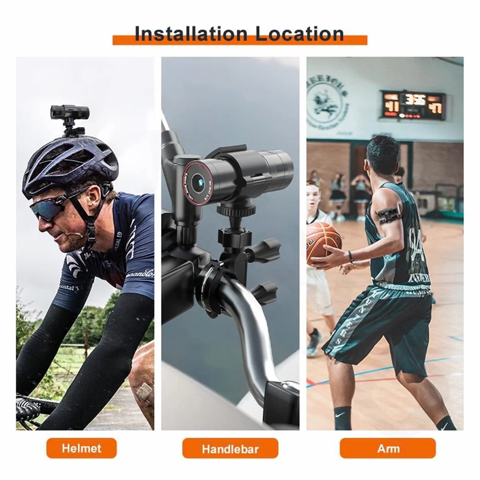 Kamera sportowa ze stabilizacją obrazu, Kamera akcji 2K HD rower na zewnątrz kask motocyklowy kamera Sport DV wideorejestrator DVR kamera na deskę rozdzielczą do roweru samochodowego Wysoka liczba kla