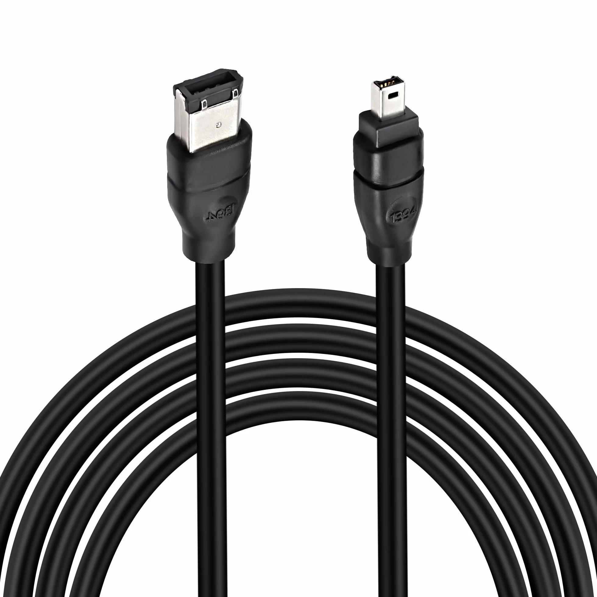 MEIRIYFA Firewire IEEE 1394B wtyczka 6-stykowa do 4-pinowego kabla wtykowego, Firewire 400 do Firewire 400 4 Pin do 6 Pin High Speed 400 Mbps do drukarki, skanera, aparatu cyfrowego (1,8 m, czarna)