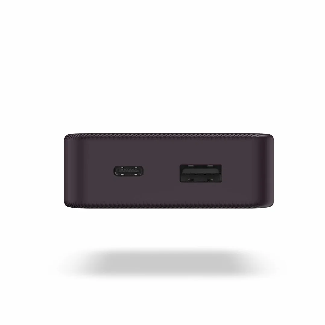 Hama Power Pack do ładowania telefonu 10000 mAh (powerbank, szybkie ładowanie, USB A, USB C, pojemny, lekki, mały, ładowarka) fioletowy bordowy