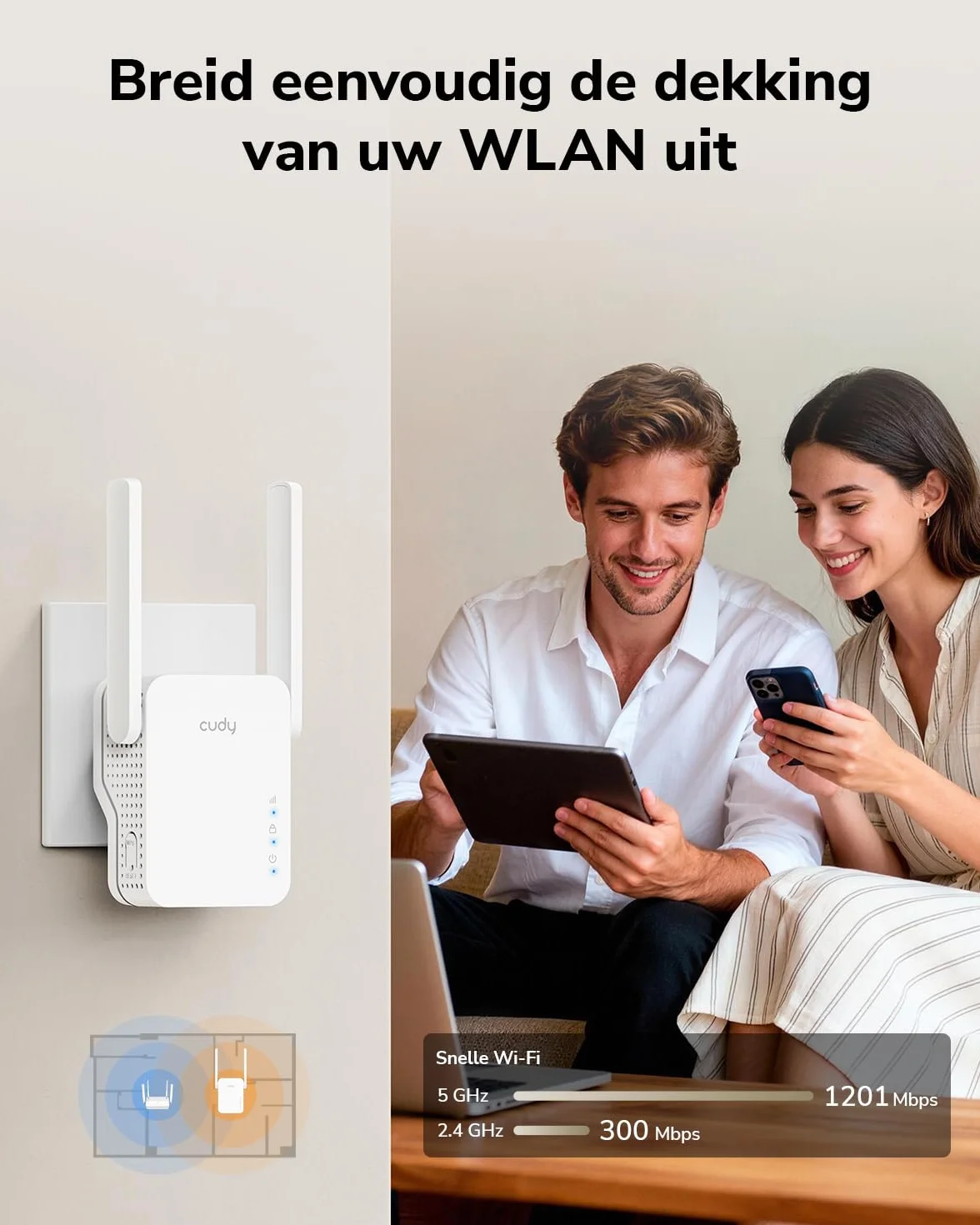 Cudy RE1500 AX1500 WiFi 6 Range Extender dwuzakresowy 2,4G 5G bezprzewodowy wzmacniacz z obsługą siatki przycisk WPS 10/100 Mb/s port Ethernet działa z każdym routerem