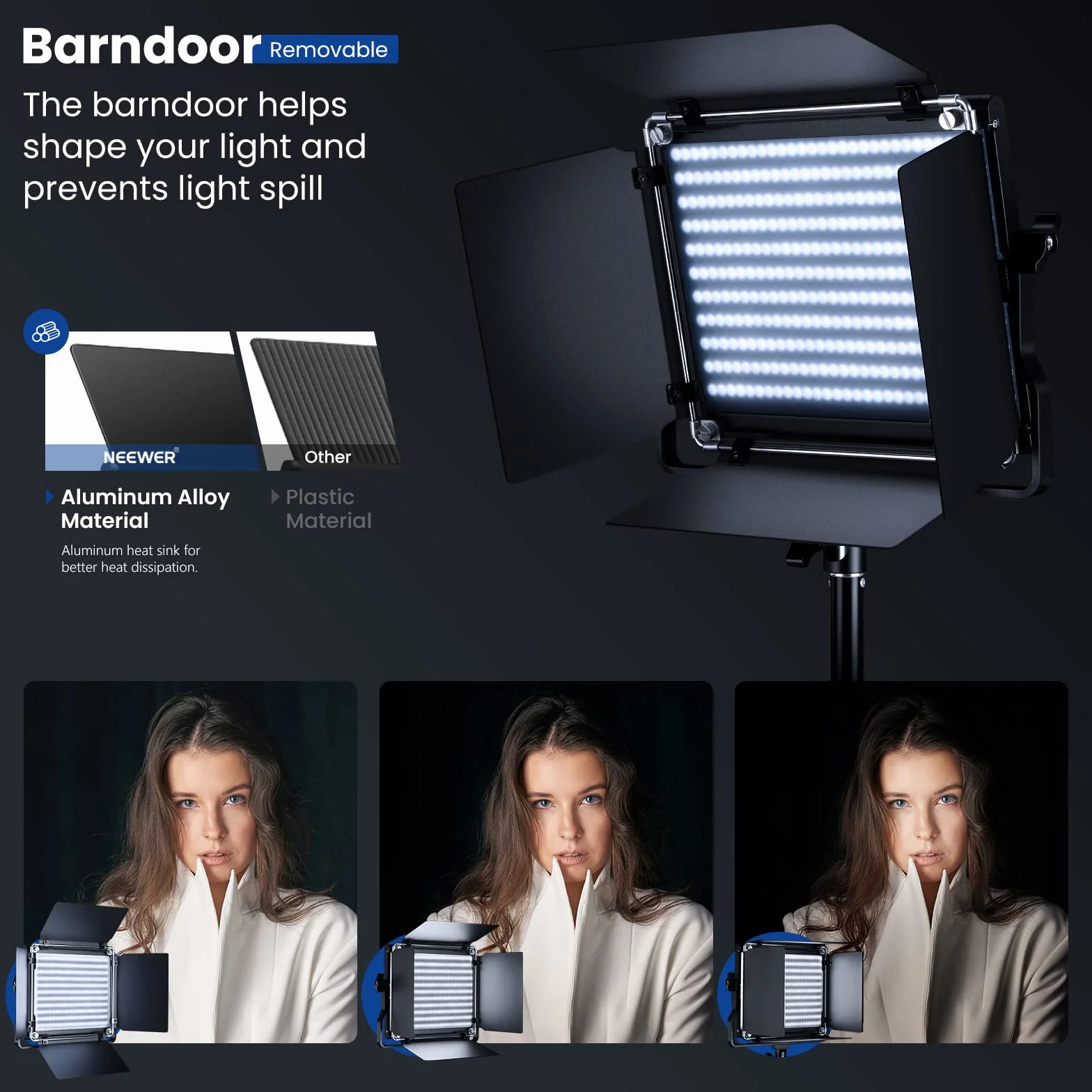 Neewer dwukolorowe lampy video 660 LED, 3200 K-5600 K, CRI 96+, przyciemniane światło, z uchwytem U-bracket i skrzydełkami kadrującymi, 78,7”, światło do studia fotograficznego, 2 sztuki