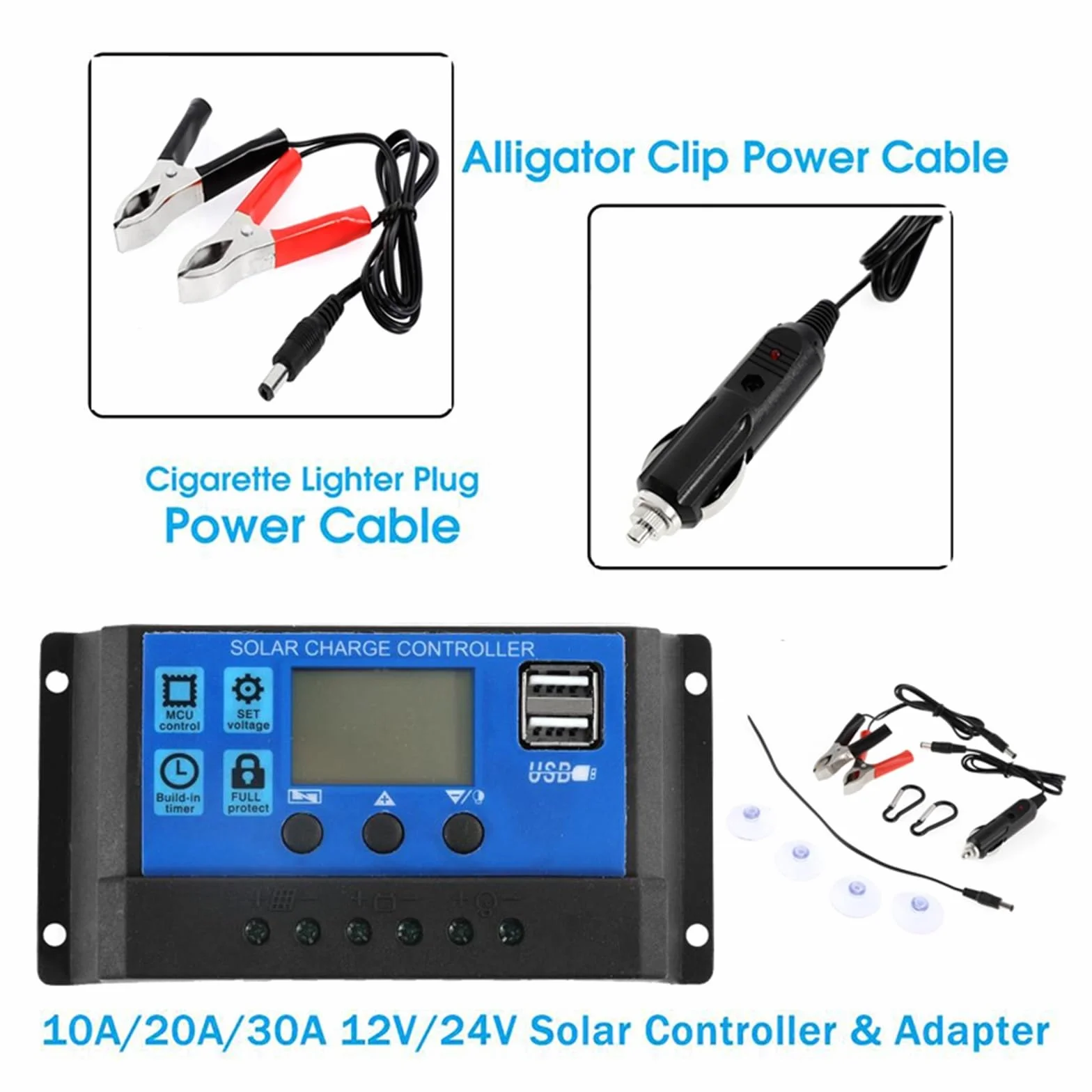 łAdowarka Z Panelem SłOnecznym 100W zestaw paneli słonecznych podwójny 12V USB z kontrolerem 30A/60A ogniwa słoneczne poli ogniwa słoneczne do samochodu jacht RV ładowarka(2B+30A controller)