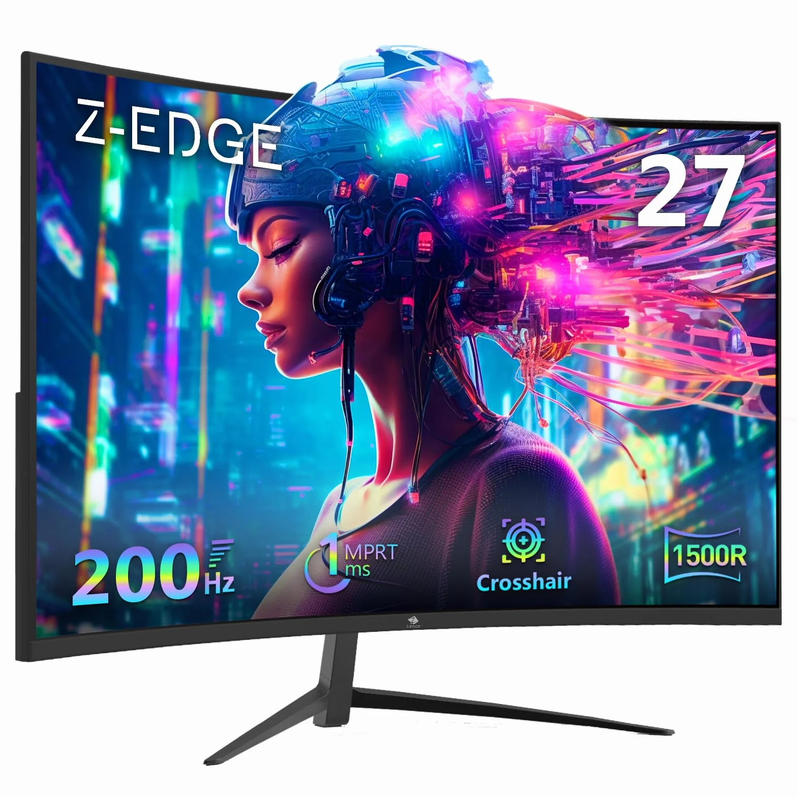Z-Edge Zakrzywiony ekran komputerowy do gier 27 cali 200 Hz, 1ms, FreeSync, monitor FHD 1080P z kablem DP, 350cd/m², 1500R VA, bezramowe HDMI2.1 & DP1.4, VESA, sRGB 99%, 178° kąt widzenia