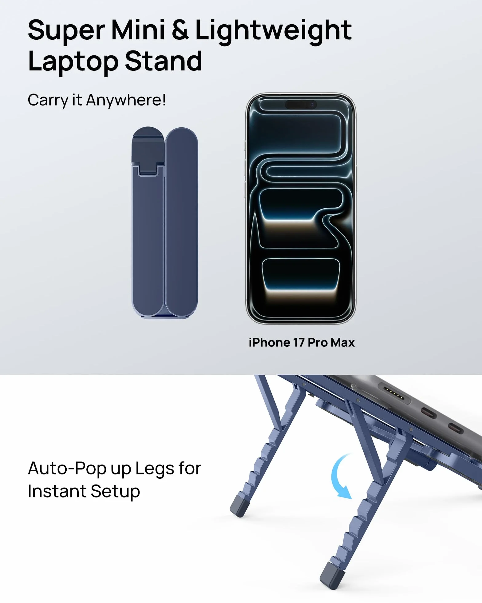 SODI Stojak na laptopa, składany aluminiowy stojak na notebooka, z regulacją wysokości, wentylowany, chłodzący, uchwyt na laptopa, do MacBook Pro/Air, HP, Sony, Dell, wszystkich laptopów o przekątnej
