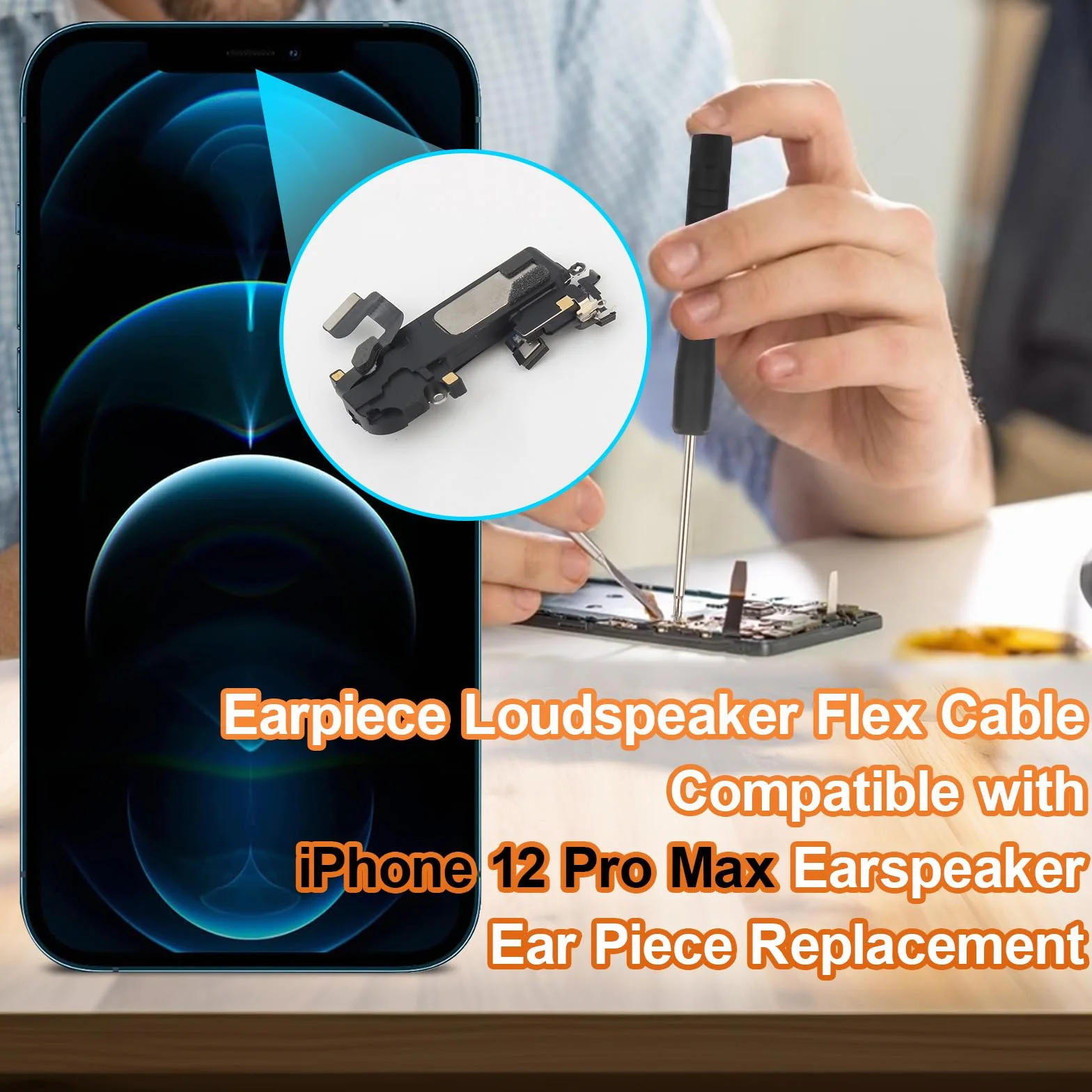 Głośnik 6,7" do iPhone 12 Pro Max głośnik Buzzer części zamienne głośnik zamiennik + wodoodporny klej + narzędzie
