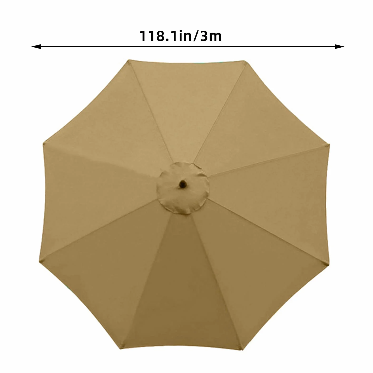 Kyaoayo Tkanina parasola i osłona baldachimu - ochrona przed promieniowaniem UV, zamiennik parasola stołowego na zewnątrz, Khaki, 3 m/8 Rippen