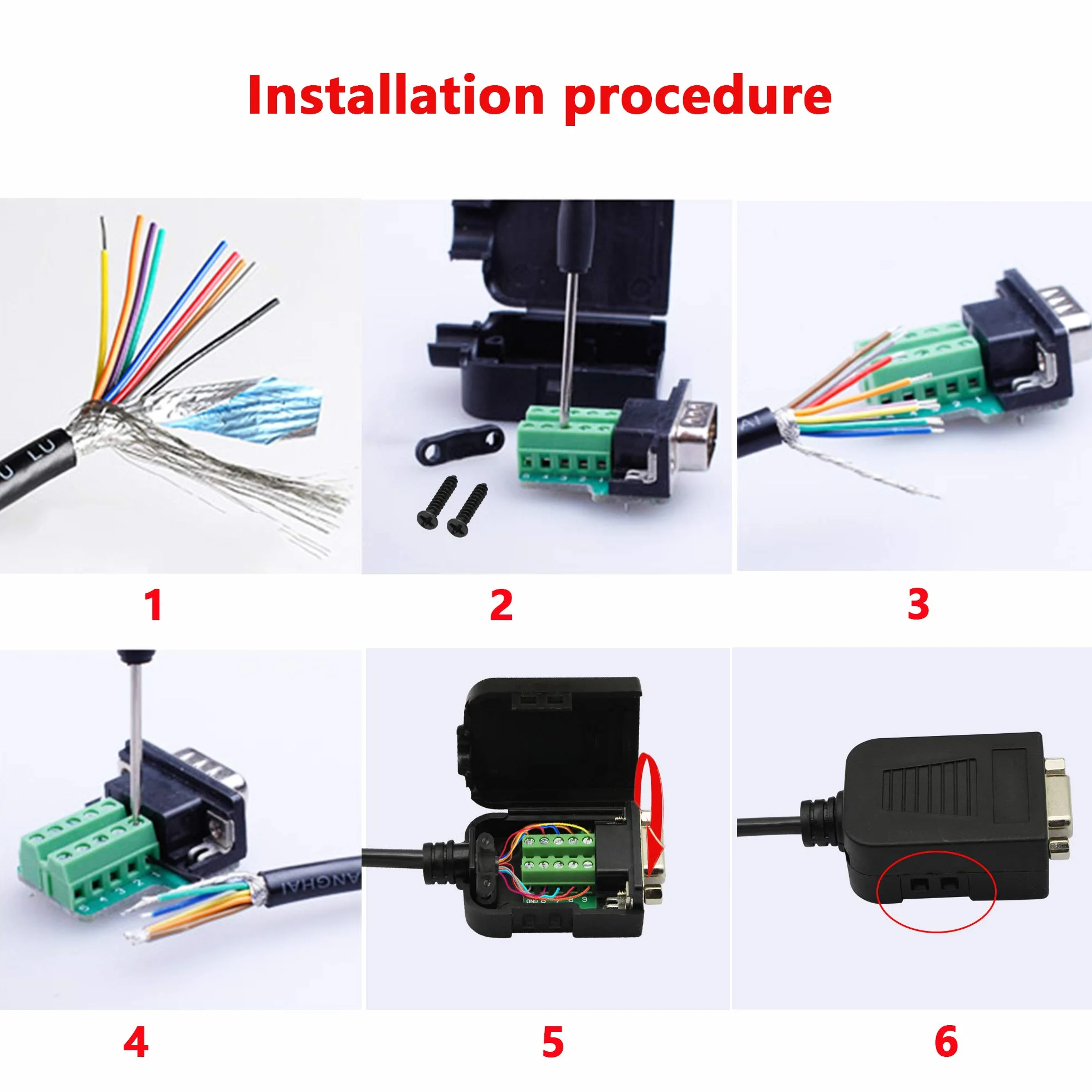 CERRXIAN Adapter DB9 RS-232 Interfejs szeregowy DB9 męskie i żeńskie złącze DB9 (1 para) (czarna wtyczka nakrętki)