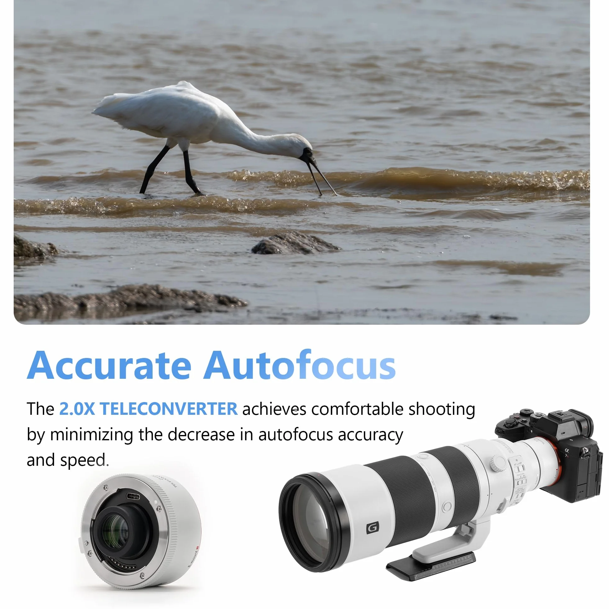 VILTROX TC-2.0X Telekonwerter do Sony E Mount Teleobiektyw Extender Autofokus kompatybilny z obiektywem SEL70-200GM SEL100-400GM SEL200-600G