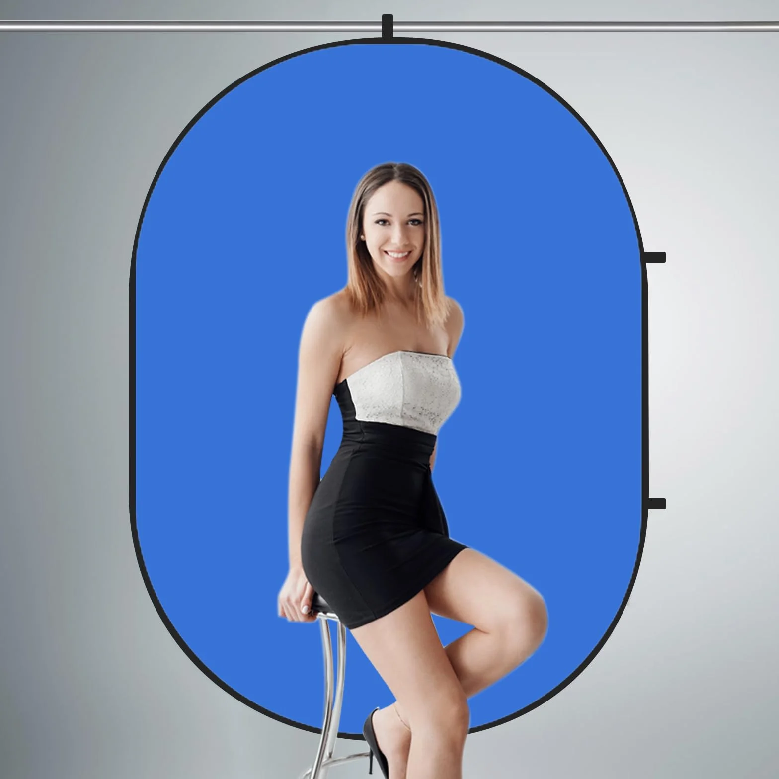 Kate 1,5 x 2 m tło fotograficzne pop up tło składane tło fotograficzne do fotografii do spotkań online, fotografia portretowa studio rekwizyty fotograficzne (5'x6,5', niebieski/biały)