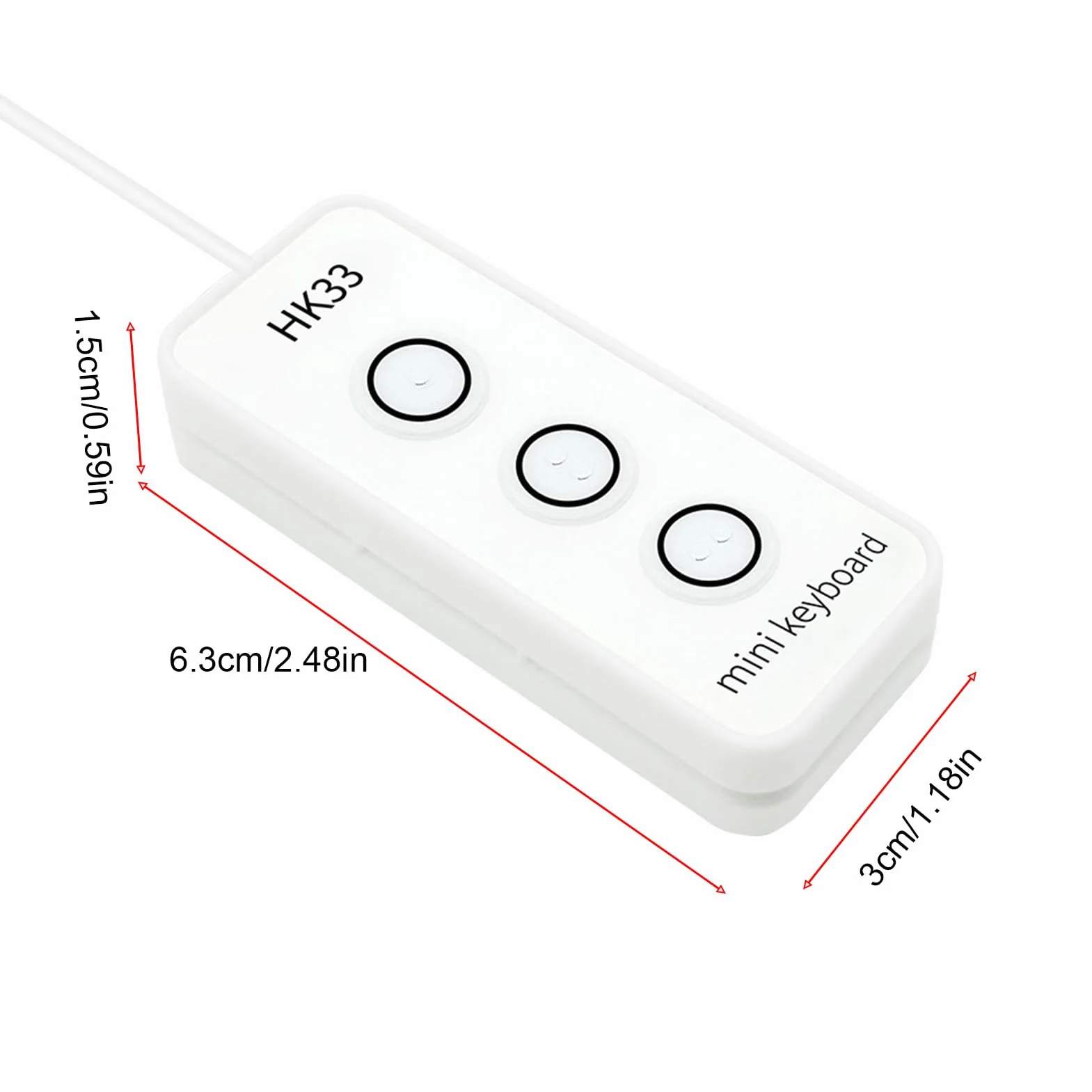Jiawu 3-przyciskowa Klawiatura do Programowania USB z absorpcją magnetyczną, łatwa Instalacja - Niestandardowa Klawiatura Zapewniająca większą produktywność w Grach i środowiskach Pracy (HK33UBM