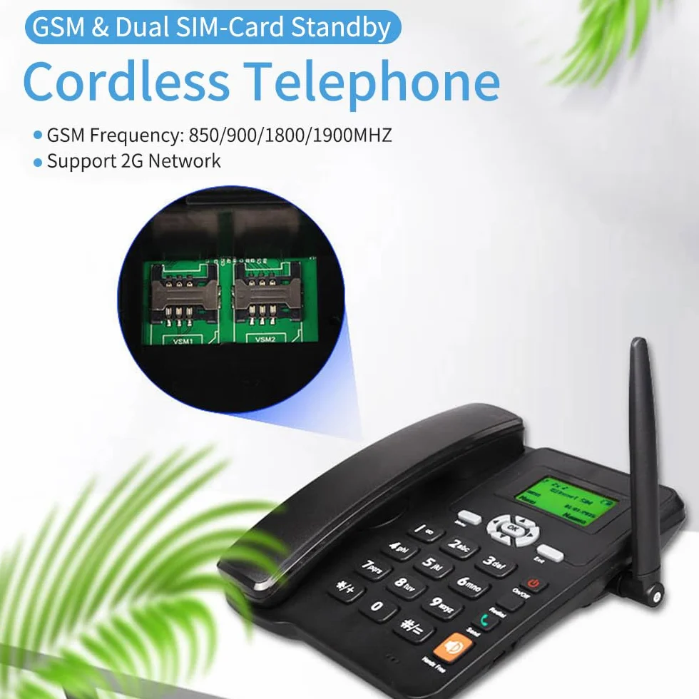 GSM 850/900/1800/1900 MHz, karta SIM 2G, bezprzewodowy telefon stacjonarny z anteną radiową, funkcja alarmu do domu, centrum obsługi telefonicznej biura, firmy hotelowej