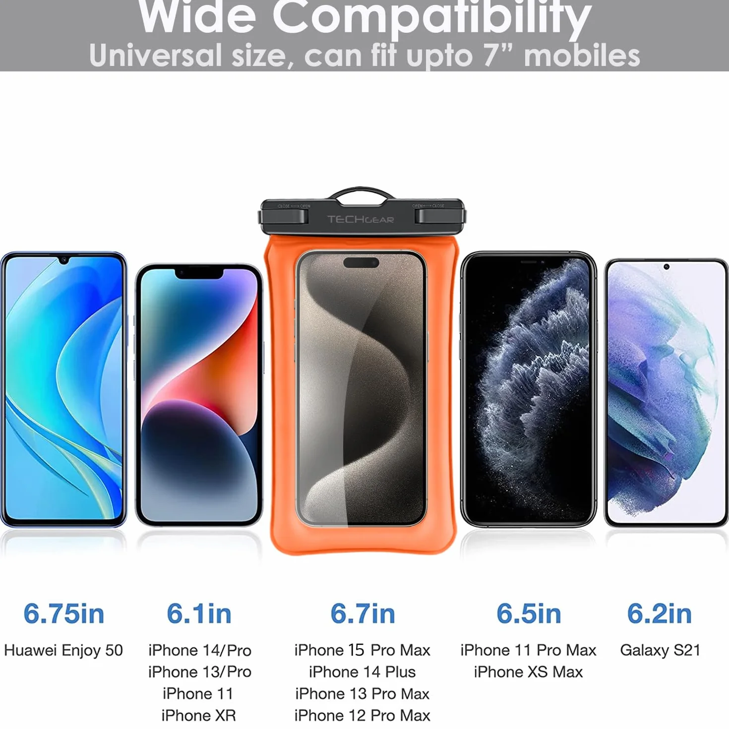 TECHGEAR Wodoodporne etui na telefon IPX8 pływające z smyczą kompatybilne iPhone 16e 16 15 14 13 12 Samsung Galaxy S25 S24 S23 Ultra A16