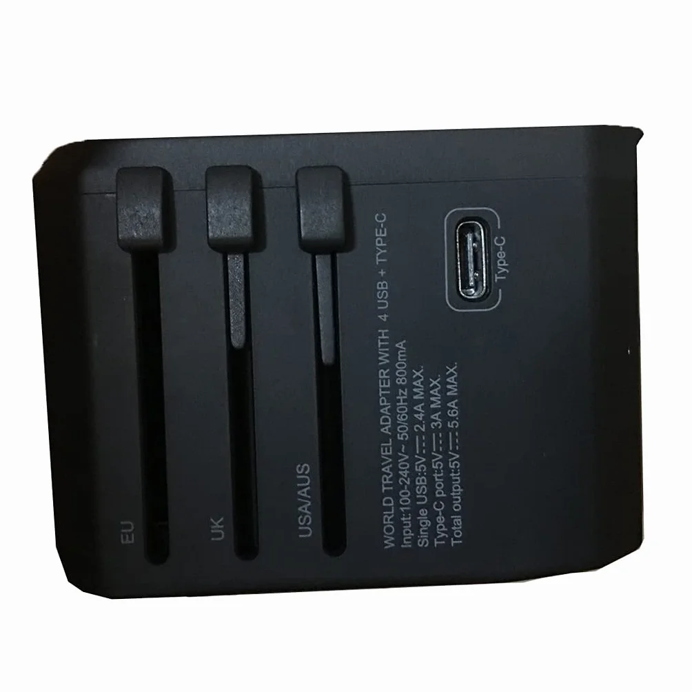 Międzynarodowy konwerter wtyczki, wielofunkcyjny konwerter adaptera na całym świecie, międzynarodowa zasilacz z 4 Usb. (Color : A)