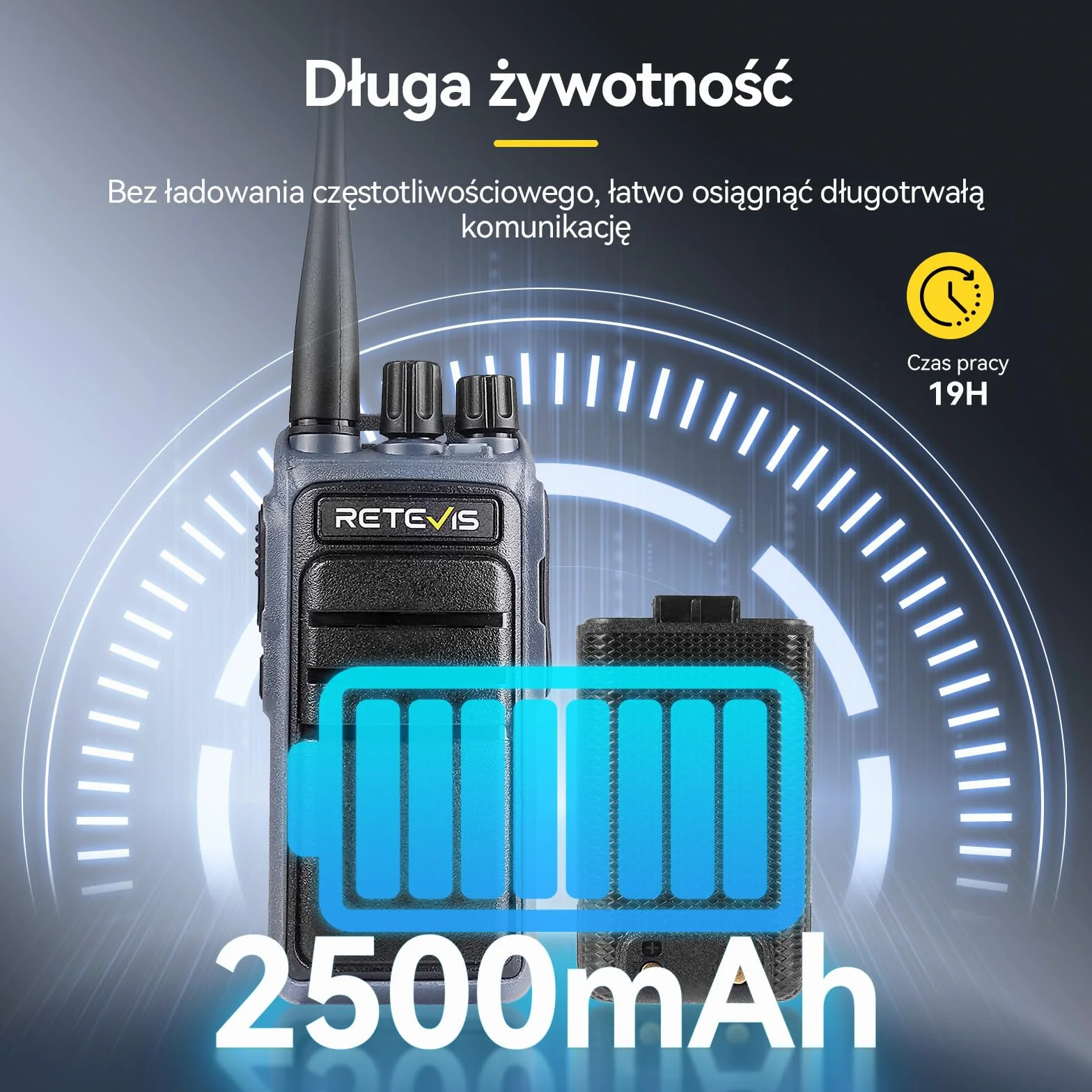 Retevis C64 Walkie Talkie Dwukierunkowa Redukcja Szumów, Dwupasmowe Radio Przenośne dla Dorosłych, Sterowane Językiem, Dwukierunkowe Radio Dużej Mocy do Jazdy na Rowerze, Wspinaczki (czarne,1 szt)